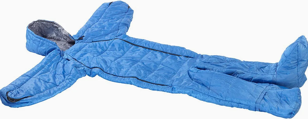 Semptec Saco de Dormir para Adultos con Brazos y piernas, Talla L, 195 cm, Azul