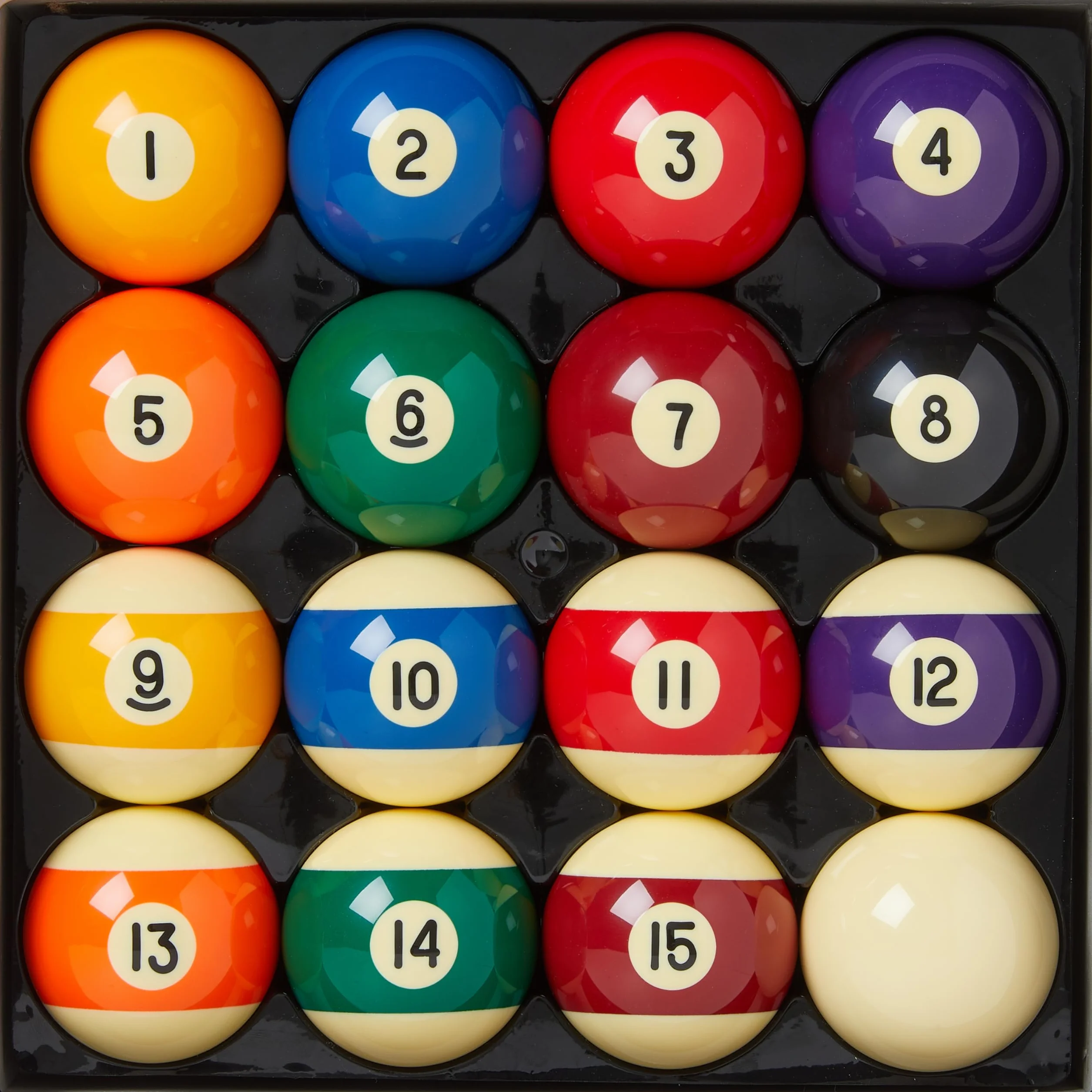 PowerGlide 16 Ball Pool Billiards Set Spots and Stripes Tournament 2 1/4'' Full Size Boxed