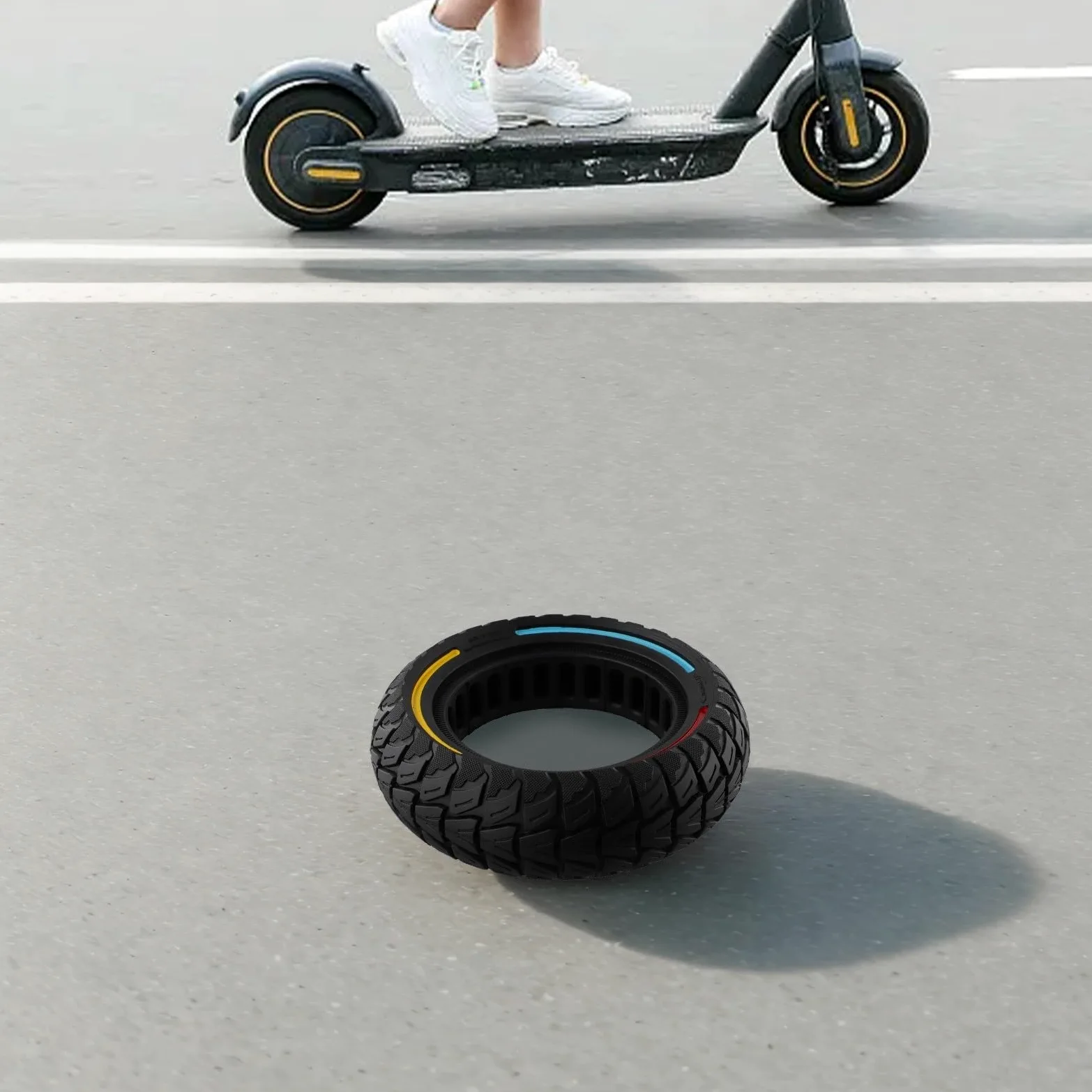 Neumático de Caucho Macizo de 10 Pulgadas, 255 x 80 mm, Repuesto para Patinete eléctrico, no neumático, antipinchazos.