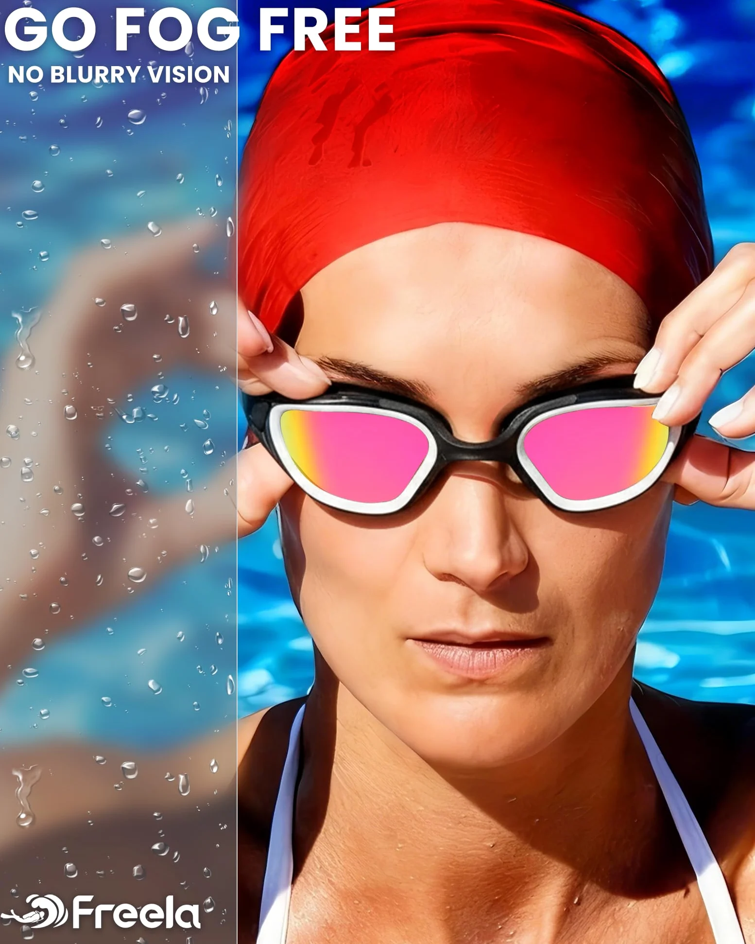 Freela Paquete de 2 gafas de natación para adultos, hombres y mujeres