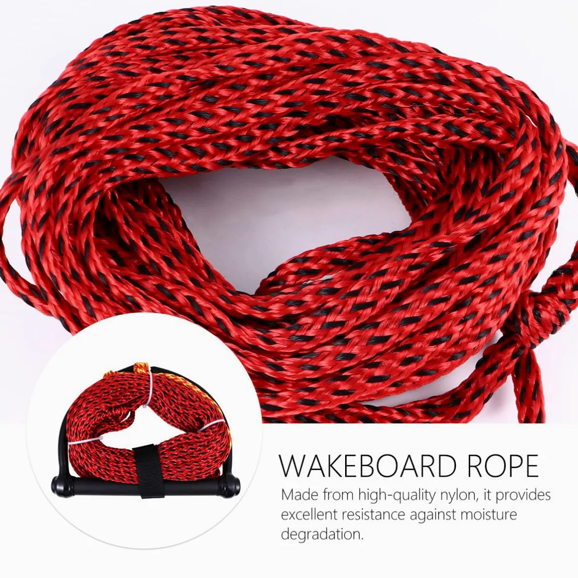Cuerda 1 Sección de Nylon Negro para Esquí Acuático Ligera y Resistente Rayos UV Color Aleatorio para Wakeboarding y Esquí Acuático en Embarcaciones
