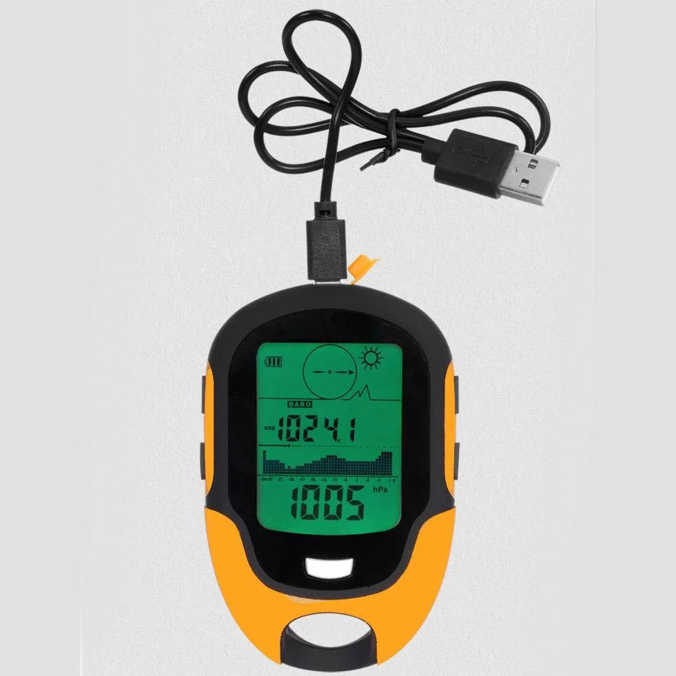 MAGT Brujula Digital Altimetro Digital Brujula Altimetro, SUNROAD Altímetro Digital multifunción para montañismo al Aire Libre FR500 Barómetro de Pesca con brújula(Amarillo)