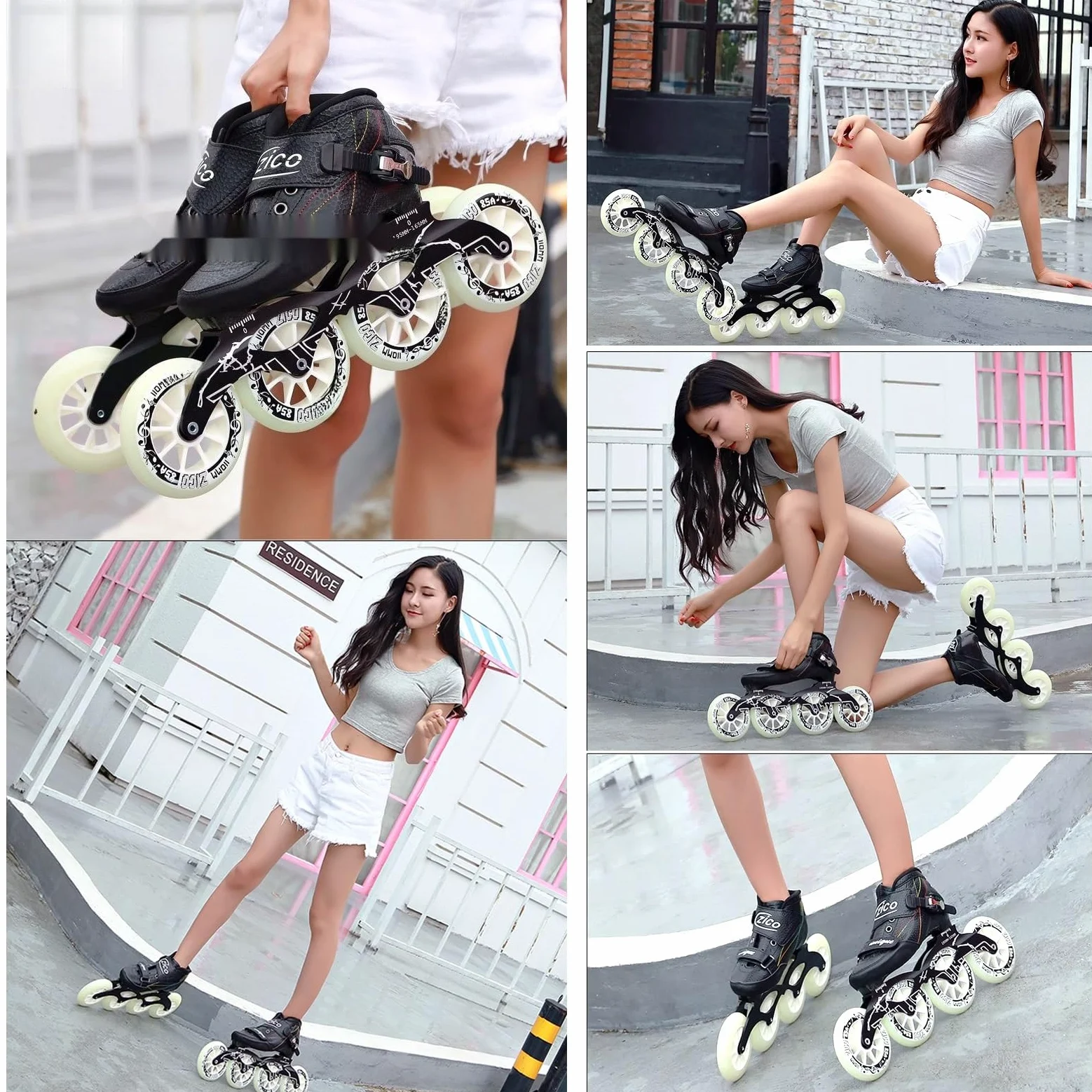 Patines De Velocidad En Línea Profesionales For Adultos, 4 Ruedas De 90-110 Mm, Una Sola Fila, Ajustables, Ligeros, For Principiantes Y Adolescentes, For Fitness, Unisex.