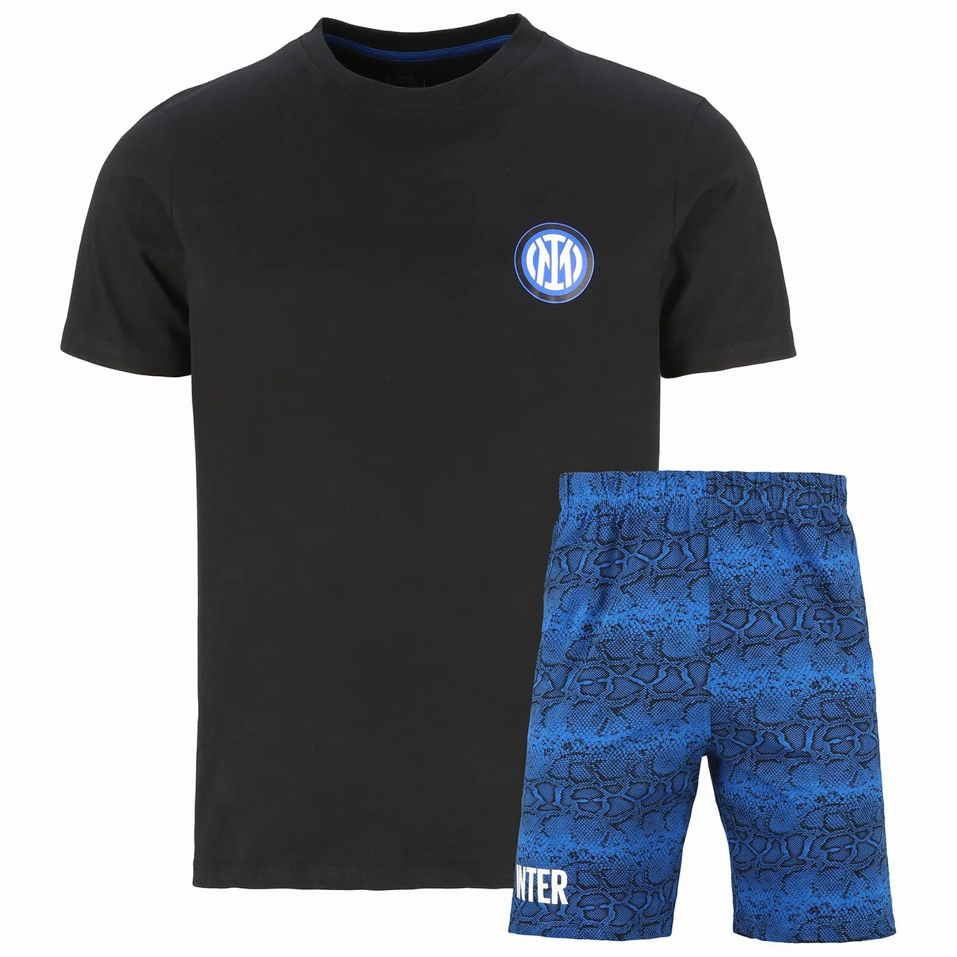 Inter Pijama Corto Hombre, Negro, Extra Large