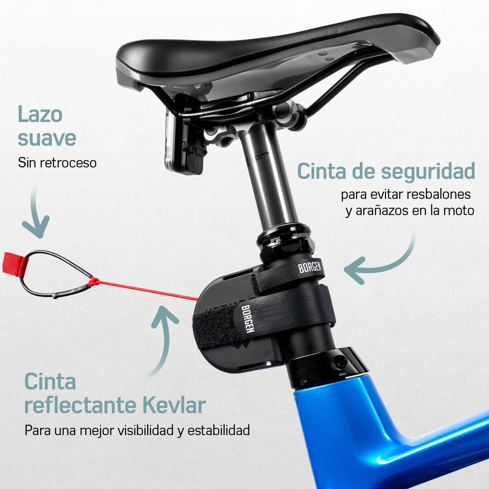 Borgen Cuerda de Remolque para Bicicletas para Niños y Adultos, Acoplamiento y Desacoplamiento Seguros y Fáciles, Adecuado para Woom, Carga hasta 120 kg, Universalmente Adecuado.