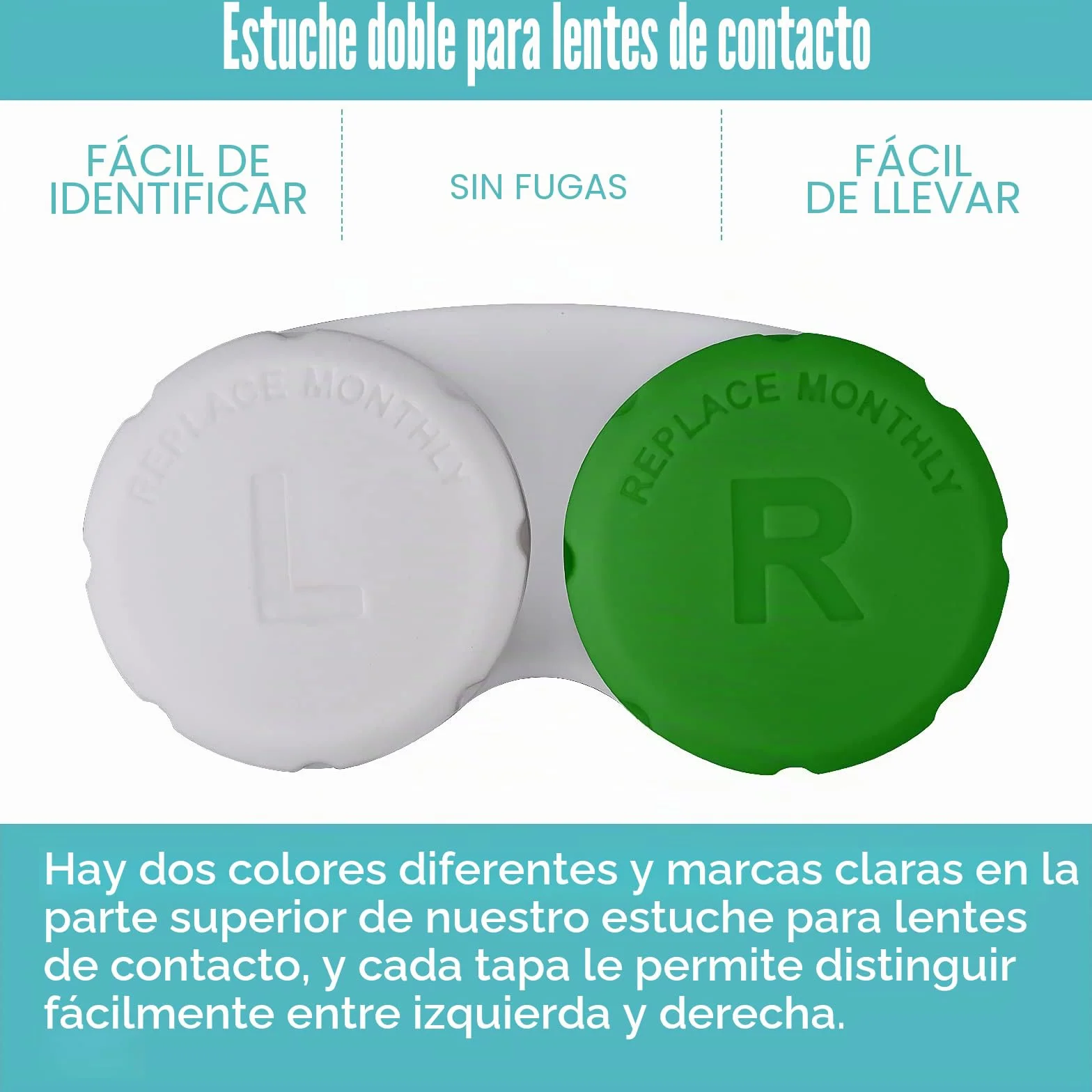 Funda para lentes de contacto a prueba de fugas, kit de inmersión con tapa de rosca, 12 colores, Viajes