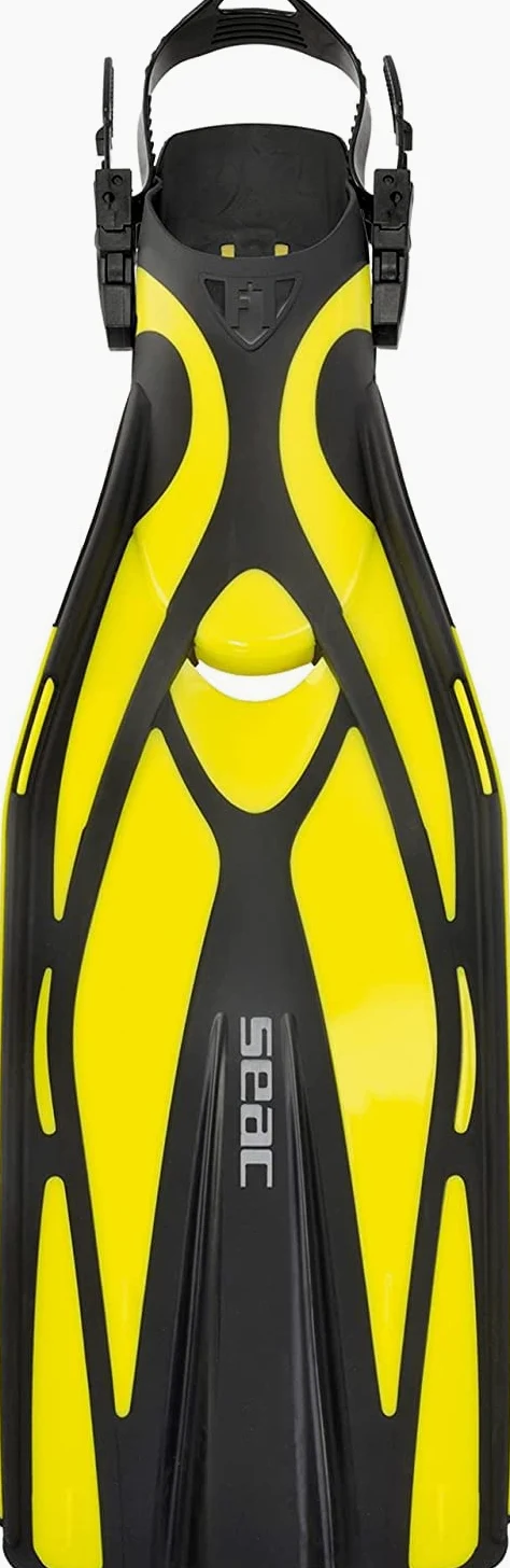 SEAC F1 ultraligeras con un Peso de 730 Gramos por Aleta, para un Alto Rendimiento en el Buceo, Correa Ajustable, Unisex Adulto