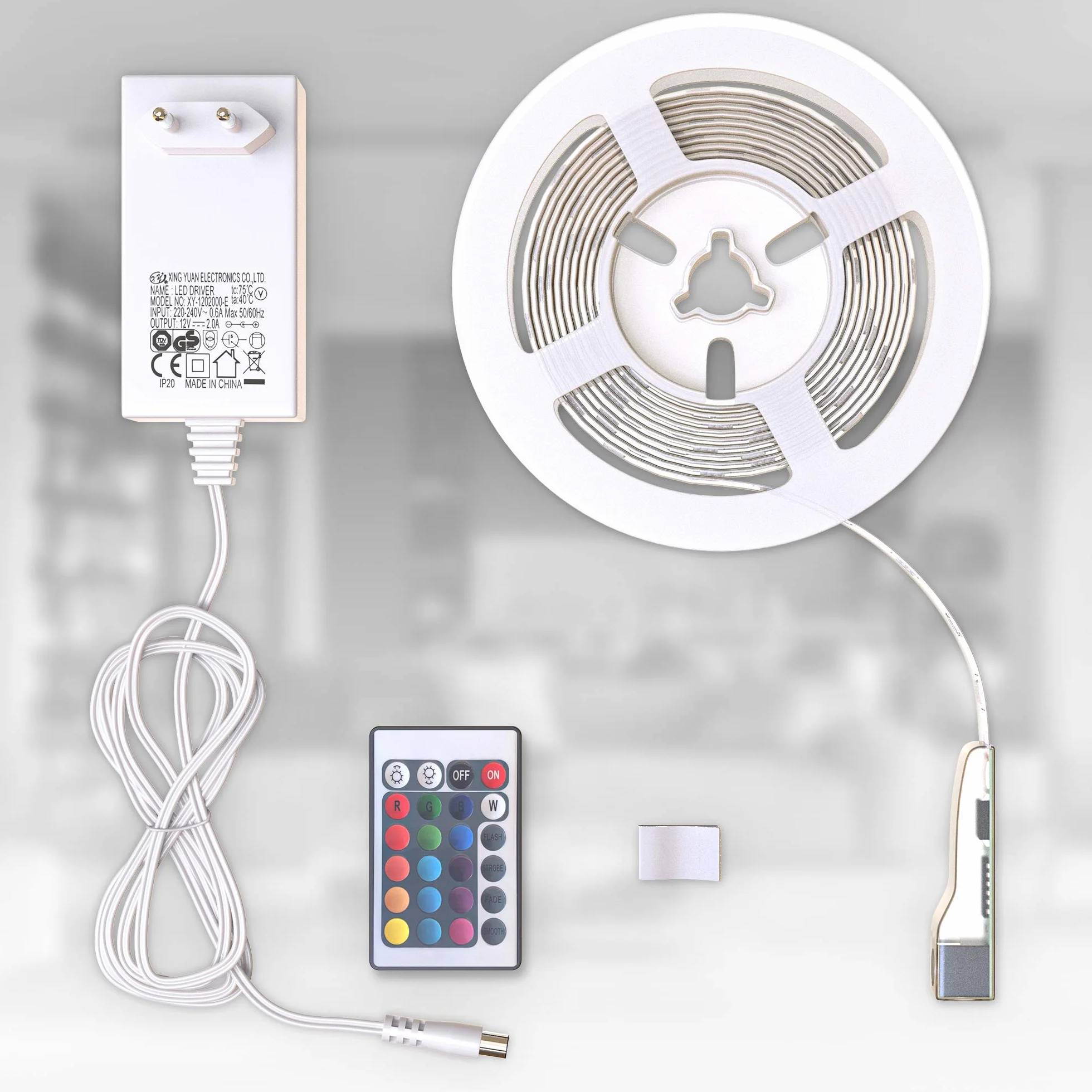 B.K.Licht Tira LED RGB 3m Silicona Autoadhesiva Control Remoto Acortable
