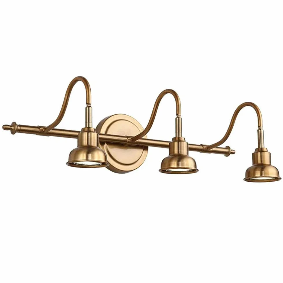 Lámpara LED Retro Antigua de Espejo de Baño, Aplique de Latón, 15W, D53cm, Luz Natural