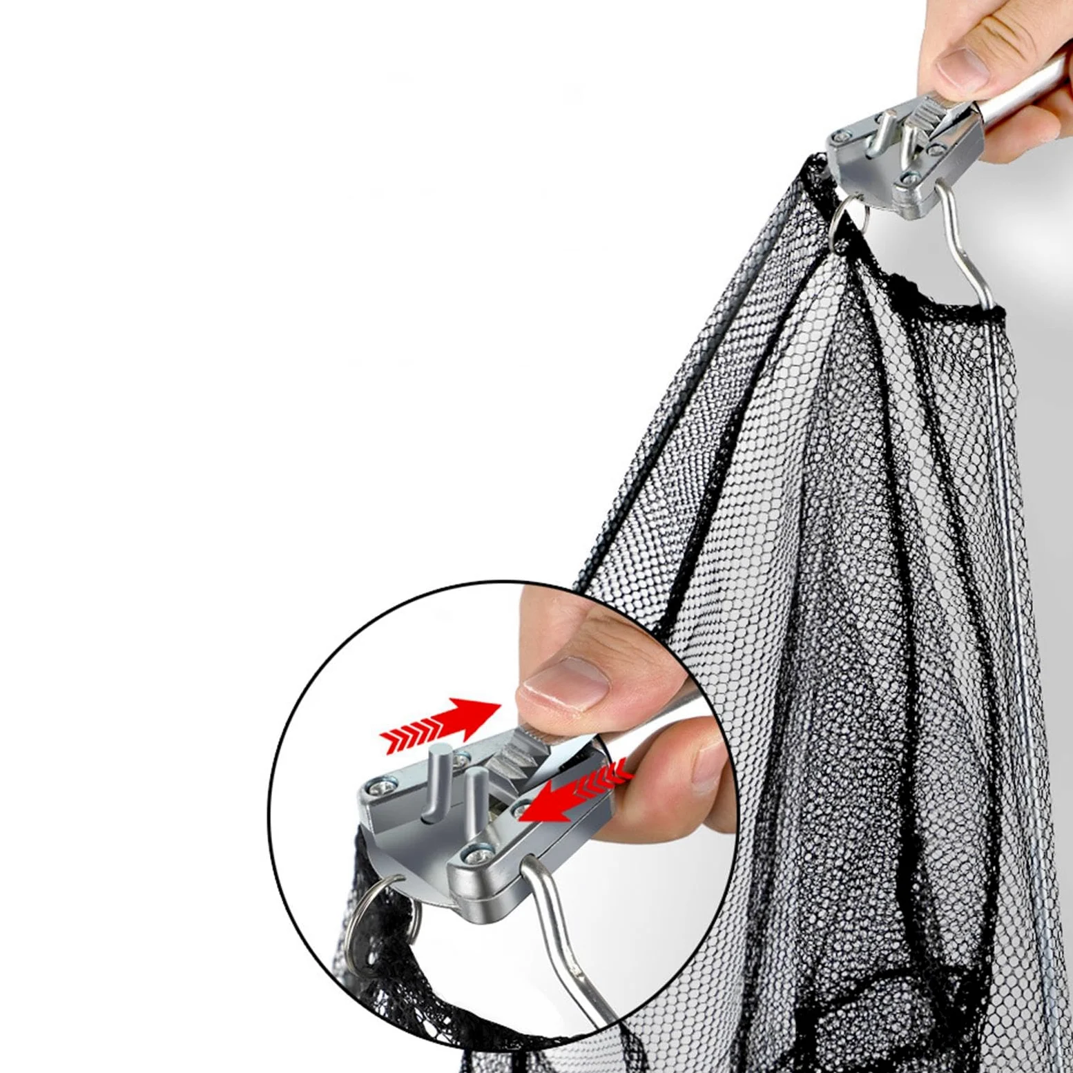Red de Pesca con Mango Telescópico, Red de Malla Plegable de Acero Inoxidable, Accesorio de Pesca Portátil, Mango Ergonómico, Adecuado para