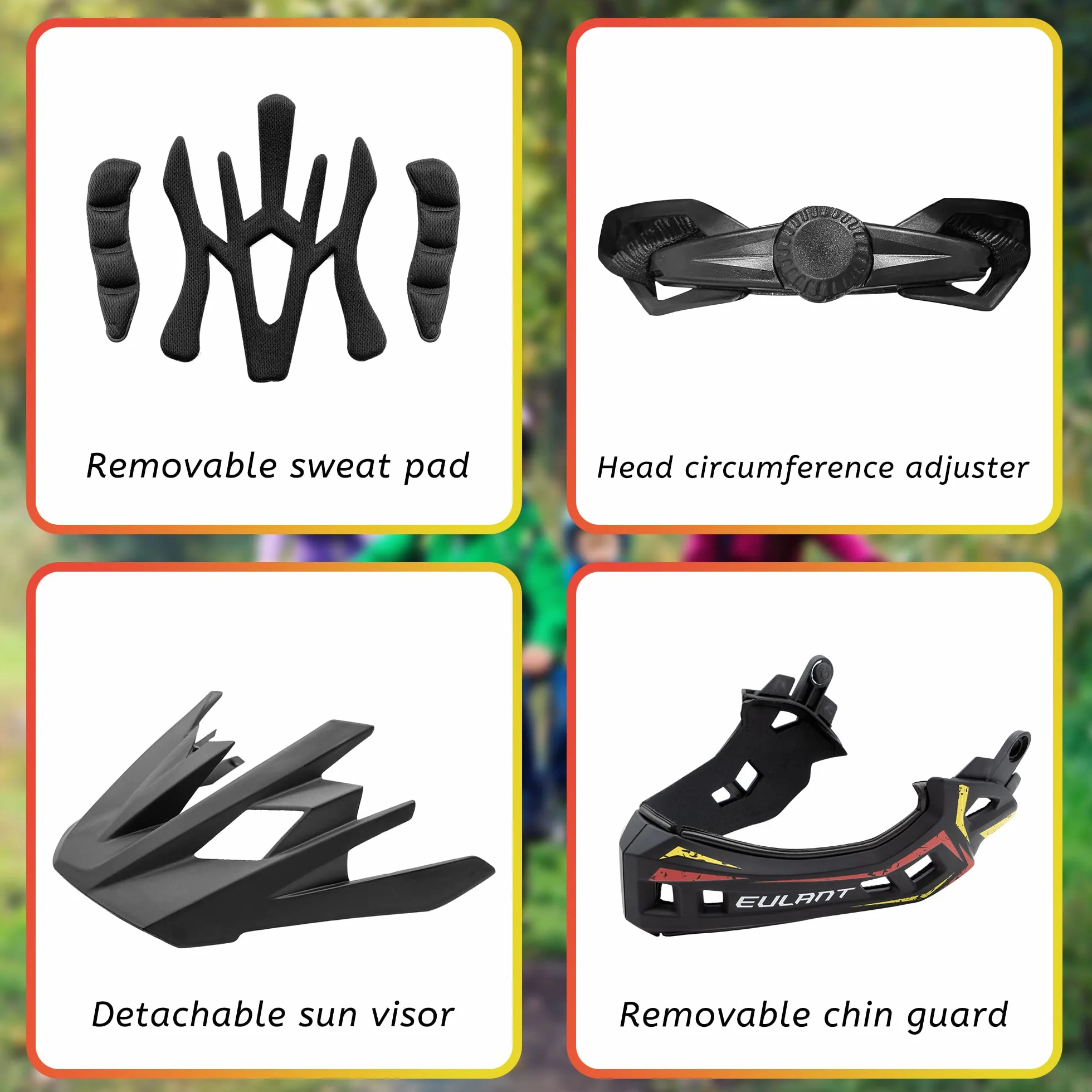 EULANT Casco de Bicicleta con Mentonera Desmontable para Niño,Ligero Casco Integral Niños para Bici MTB BMX Ciclismo Moto Patinaje Scooter Skate Hoverboard