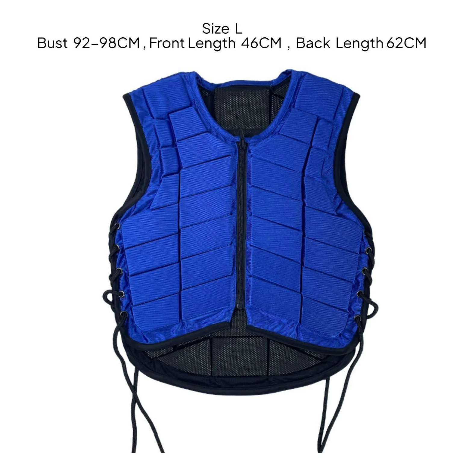 Chaleco Ecuestre con Protección contra Impactos Accesorio para Montar Caballos Chaleco Ecuestre con Lados Ajustables Malla Transpirable y Acolchado, Azul, Grande