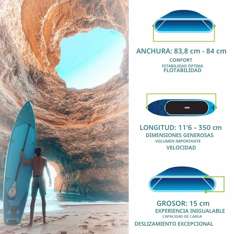 Wattsup - PB -WPIK116K - Wattsup Pike 11'6 (Combo de Kayak) - Espesor 15 cm - Drop - Puntada - rígido y Robusto - 150 kg