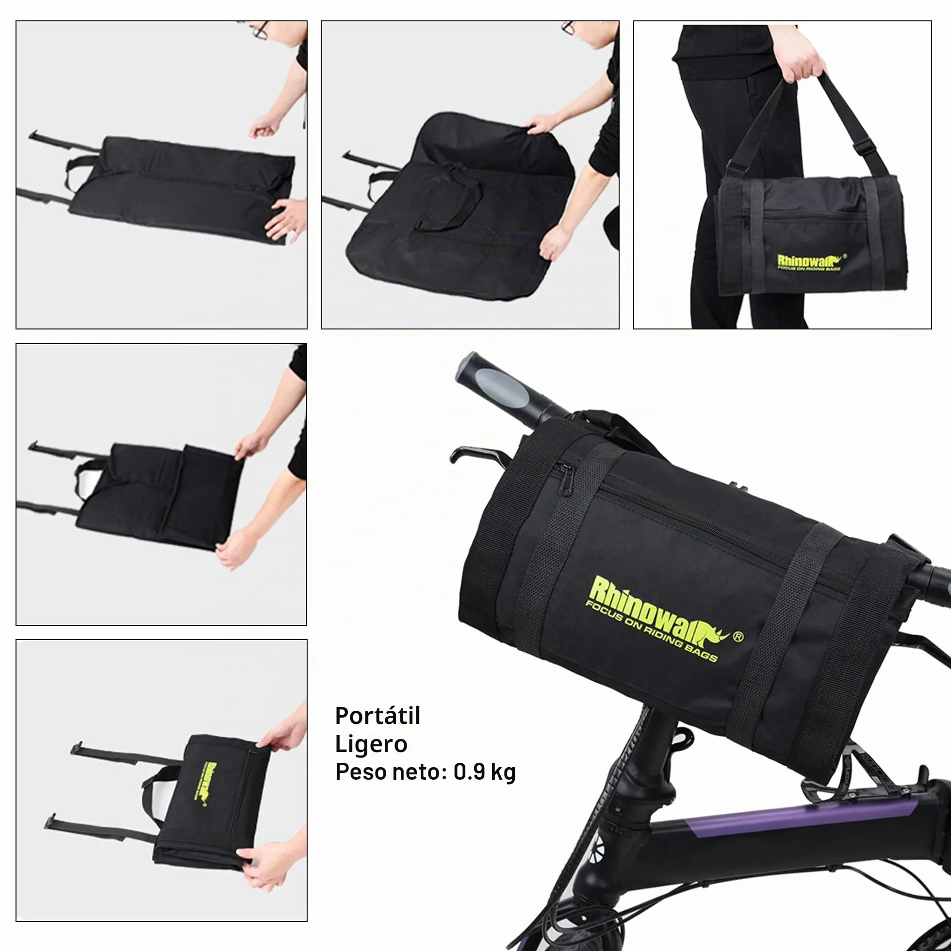 Rhinowalk Bolsa Plegable para Bicicleta de 20/26 Pulgadas, Impermeable, Bolsa de Transporte para Coches, Tren y Viajes (Negro 20 Pulgadas)