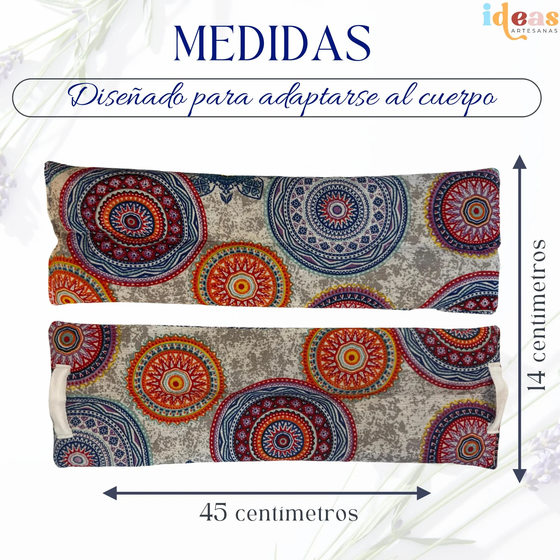 Saco Semillas Microondas Cojín Térmico Ajustable 100% Algodón Trigo Lavanda Alivio Dolores Musculares Menstrual Lumbago Mandala Azul