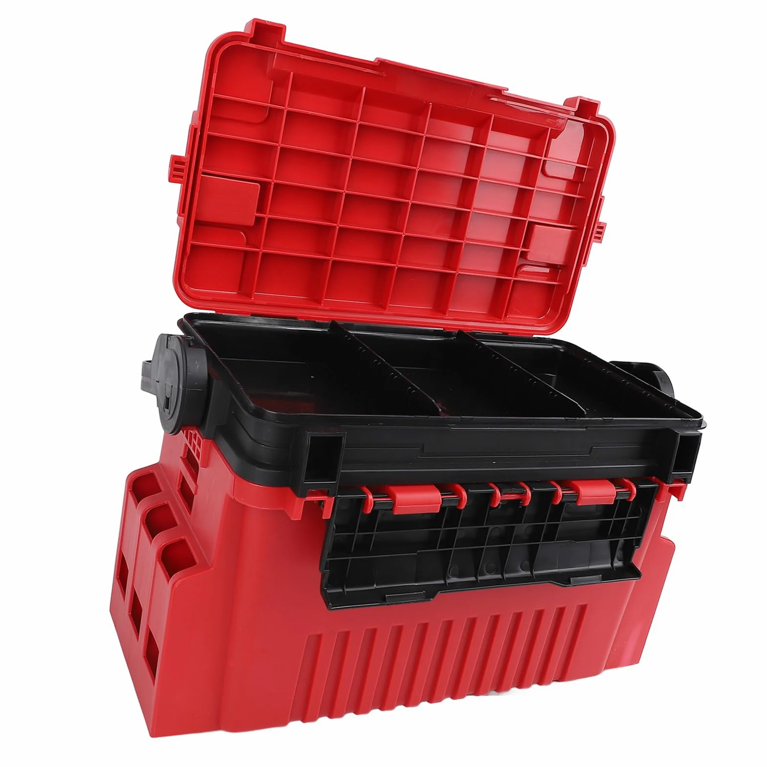 Caja de Aparejos de Pesca, Almacenamiento de PE con 17 Divisores, Organizador de Cebo Multicapa, Ideal para Entusiastas de la Pesca en Agua Salada y en Barco
