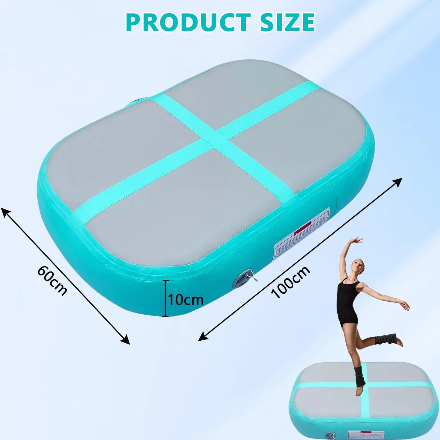 Airtrack Colchoneta Hinchable 100 cm con Bomba de Aire, Esterilla de Gimnasia y Yoga