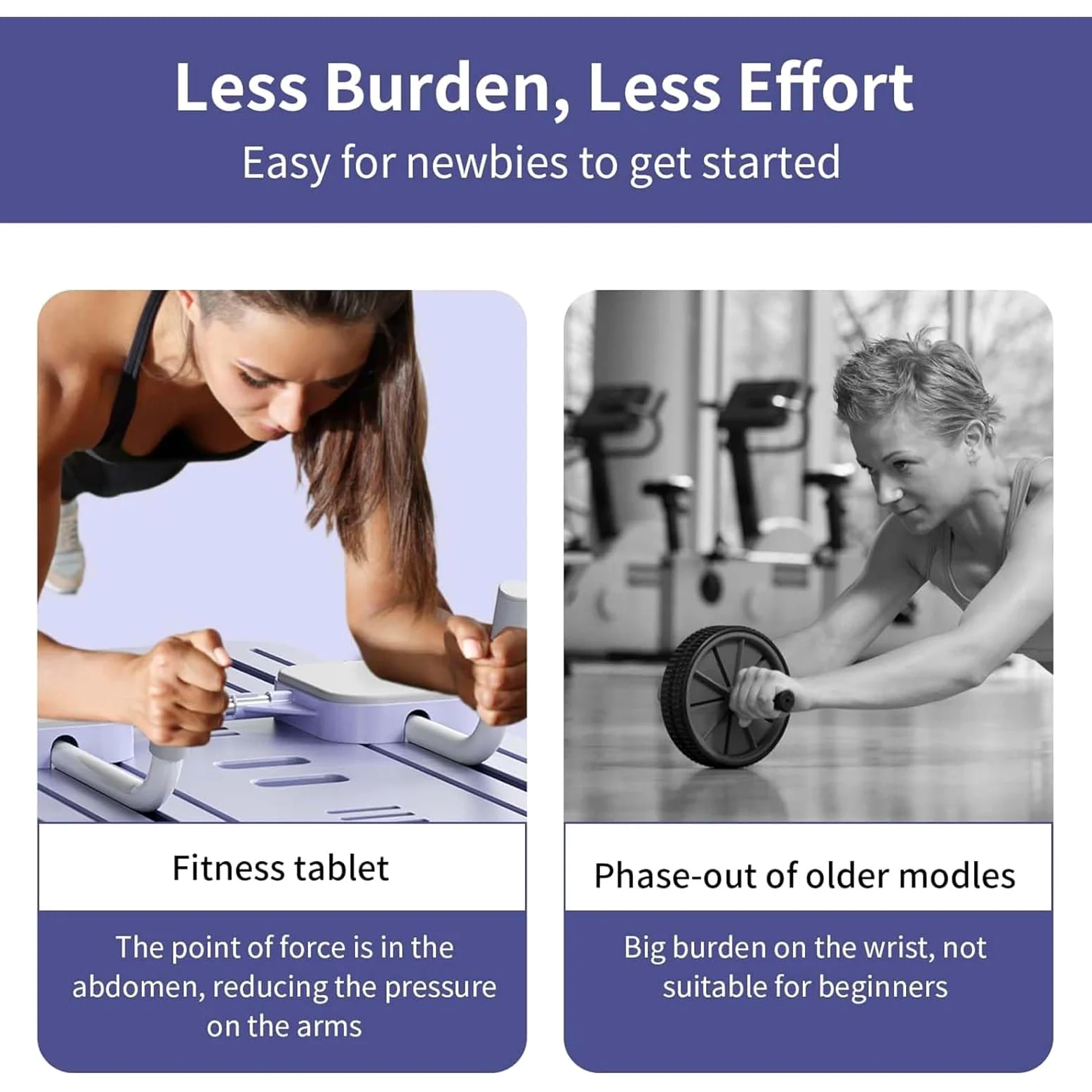 NILoykg& Rueda Abdominal, AB Roller Wheel Board 'Versátil Rebote automático Fitness Trainer Board Diseño Plegable con Bandas de Resistencia y Soporte para teléfono para Mujeres y Hombres