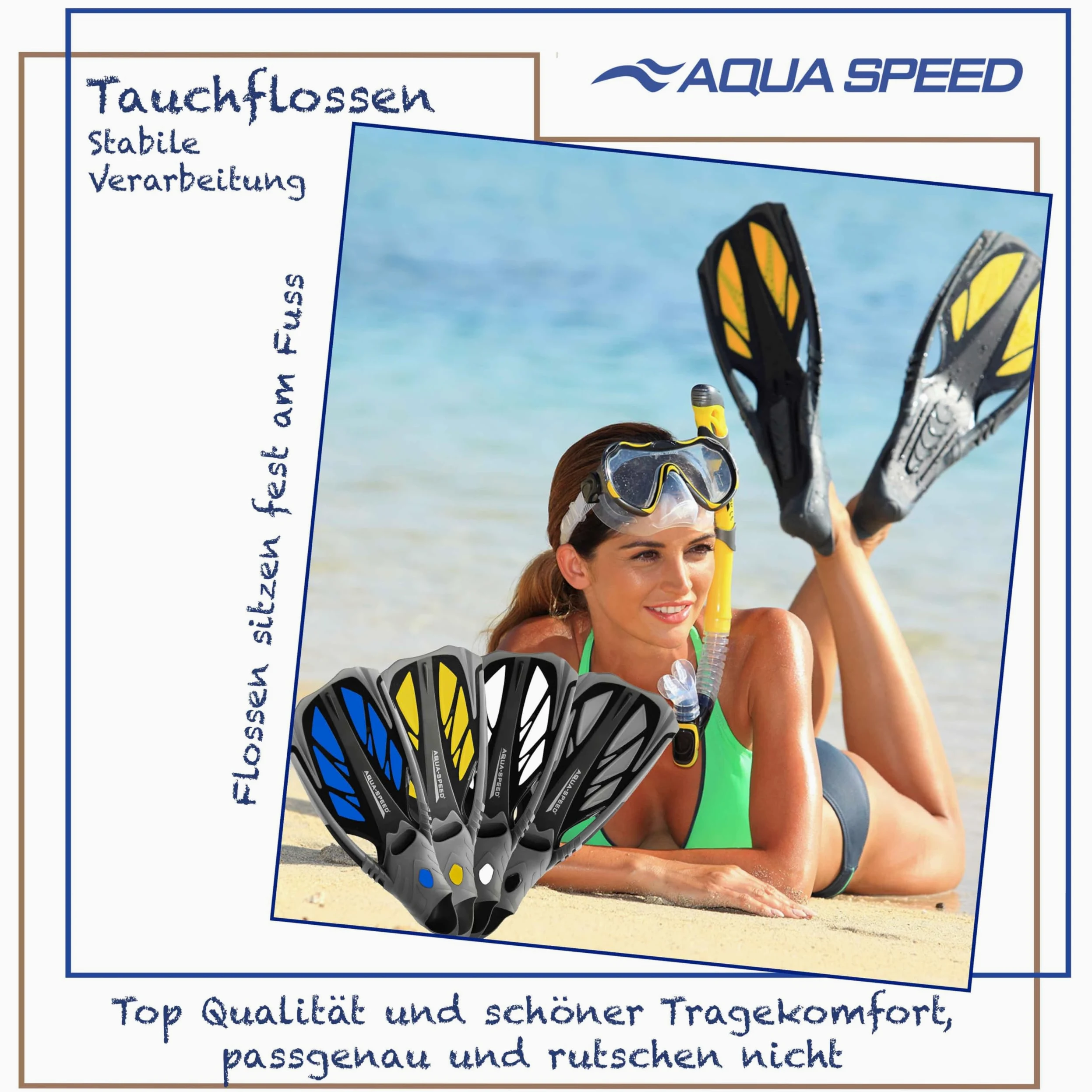 Aqua Speed INOX Aletas de Buceo | Aletas de natación | Aletas de esnórquel | Buceo de natación | cómodos
