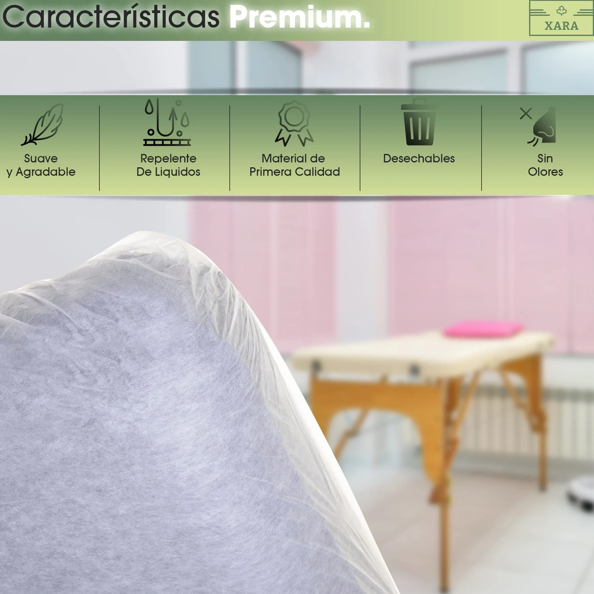XARA Sabanas Camilla Ajustables TNT Desechables 95x220cm 20gr Pack 10 Reciclables Repele Líquidos