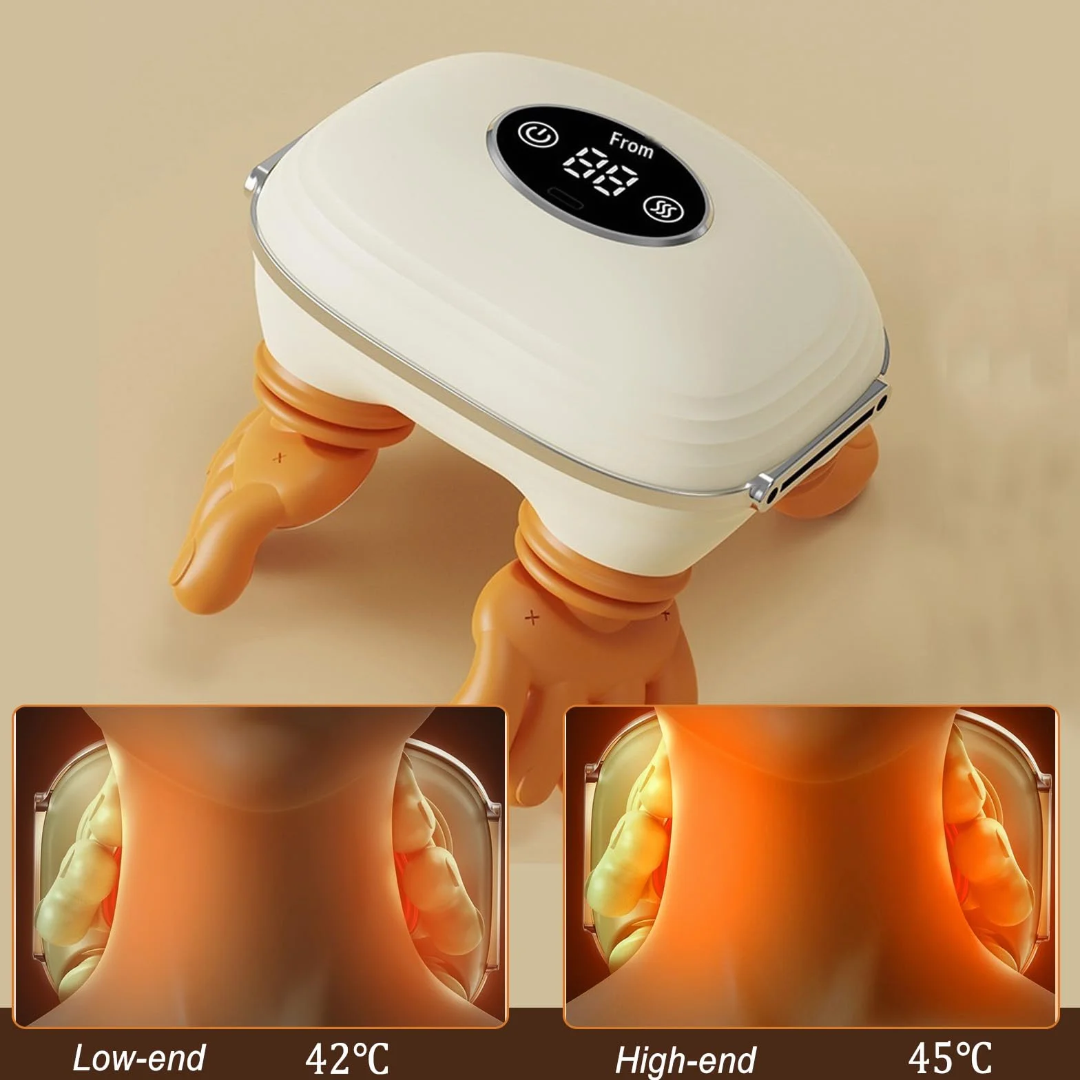 Masajeador de Cuello 4D Inalámbrico Shiatsu, Cervical y Espalda con 3 Ajustes y 2 Niveles de Calor