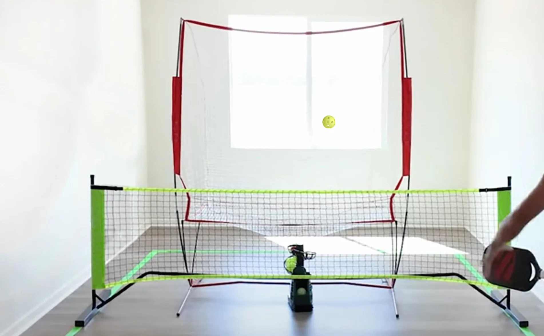 Máquina lanzapelotas de Tenis y Red de Rebote 12 LB para Principiantes, Niños, Entrenadores, AC/batería y Cable USB