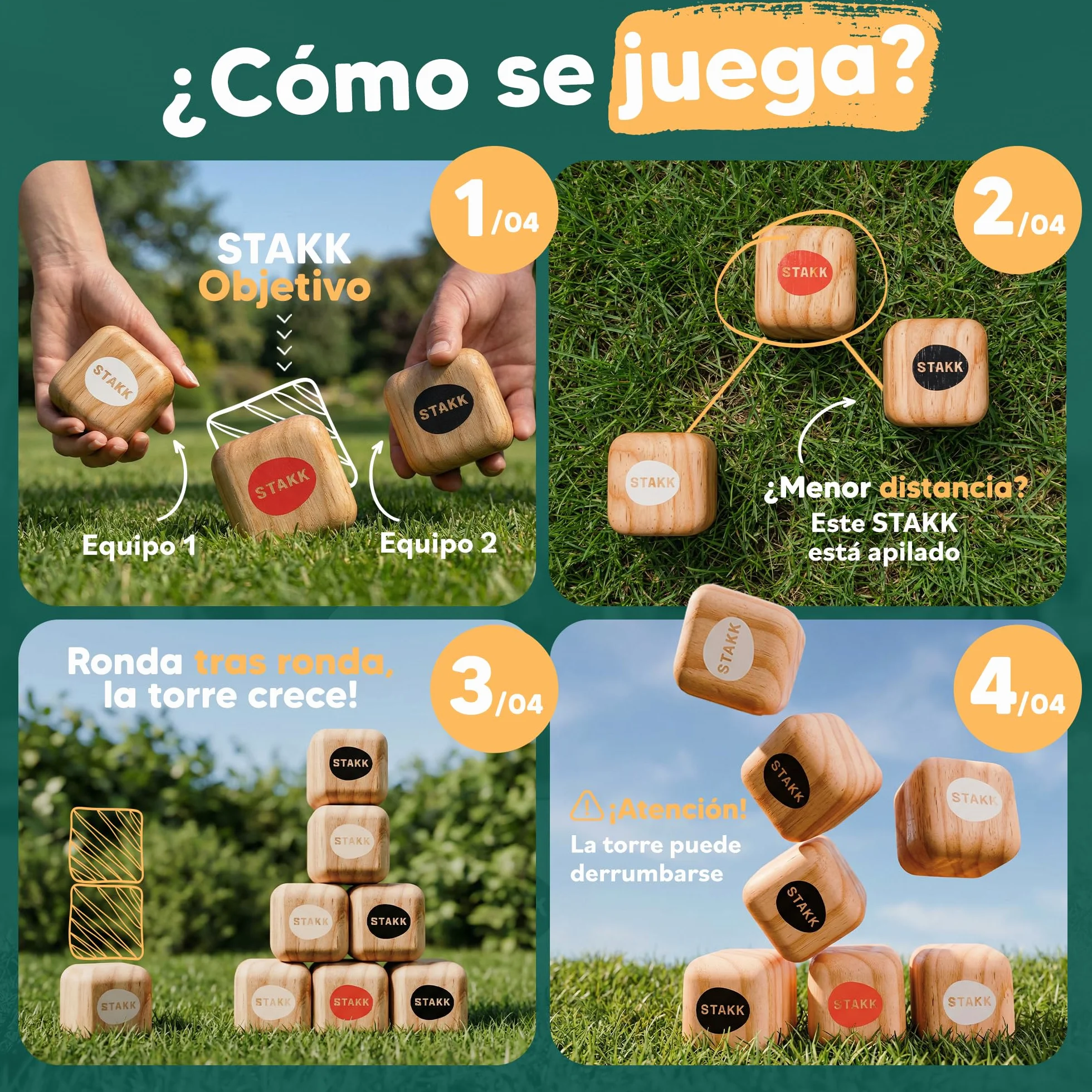 Juego de Lanzamiento al Aire Libre para niños y Adultos | Boccia-Boule con 9 Cubos de Madera