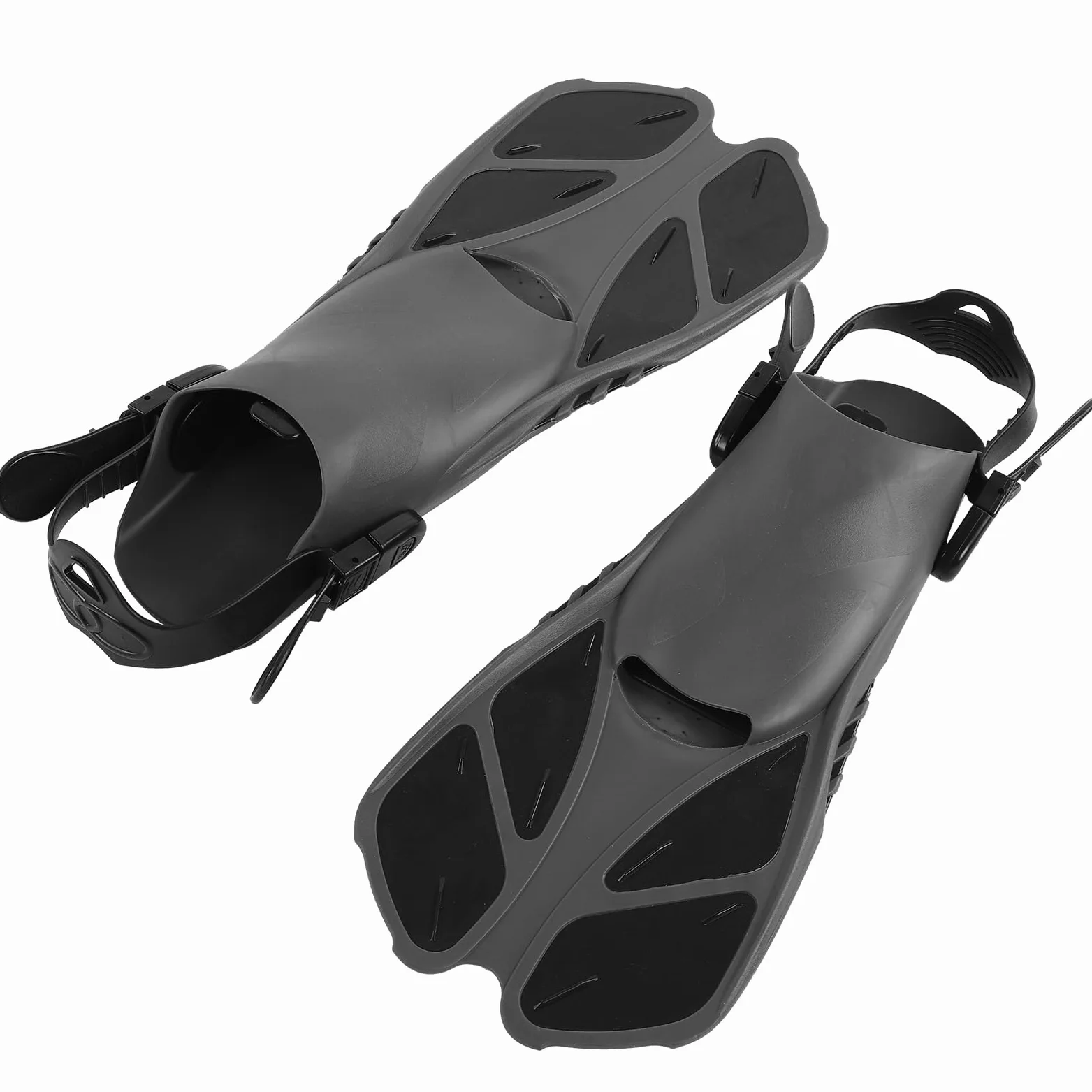 2 Aletas de Snorkel Ajustables, Aletas de Buceo largas para Nadar, Aletas de natación de talón Abierto de TPR Suave con Drenaje de Doble Canal, Velocidad y Estabilidad mejoradas