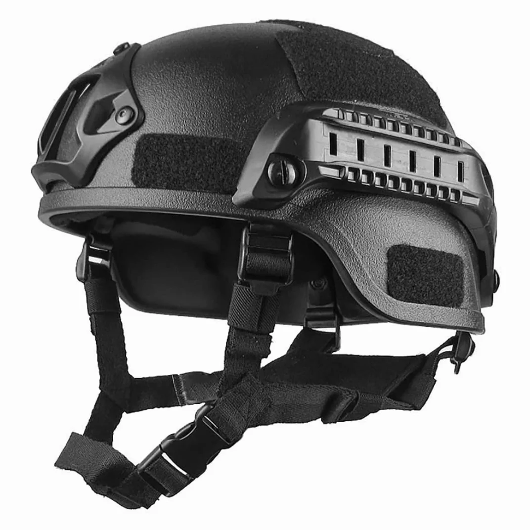 Tamaño de Casco de Airsoft rápido de Airsoft Casco Universal Casco Ajustable Rail Lateral NVG Montaje Protector de protección para Caza, Negro