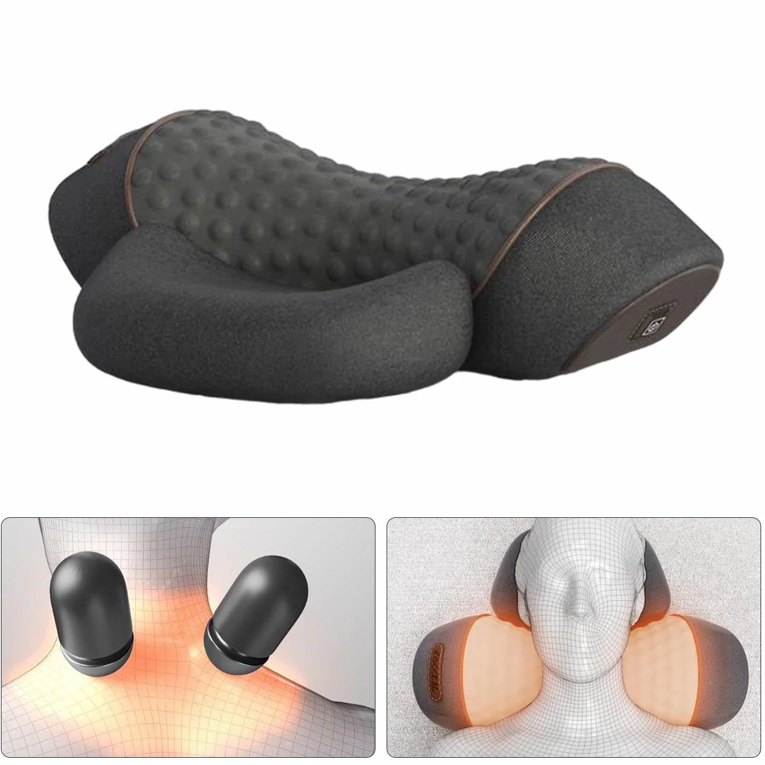Almohada portátil de espuma viscoelástica 3 en 1 para cuello, hombros y espalda
