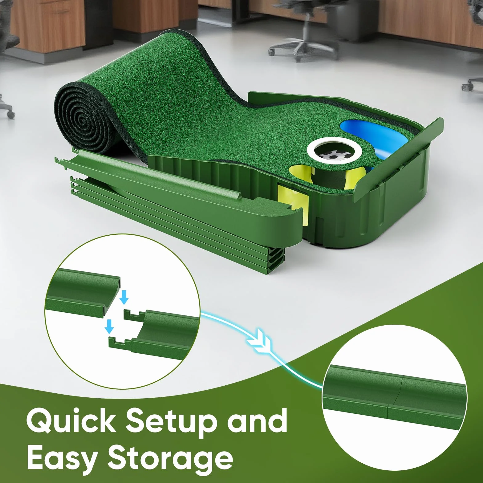 WildFun Golf Putting Green Mat with Putting Gates and Mirror for Home Office Practice