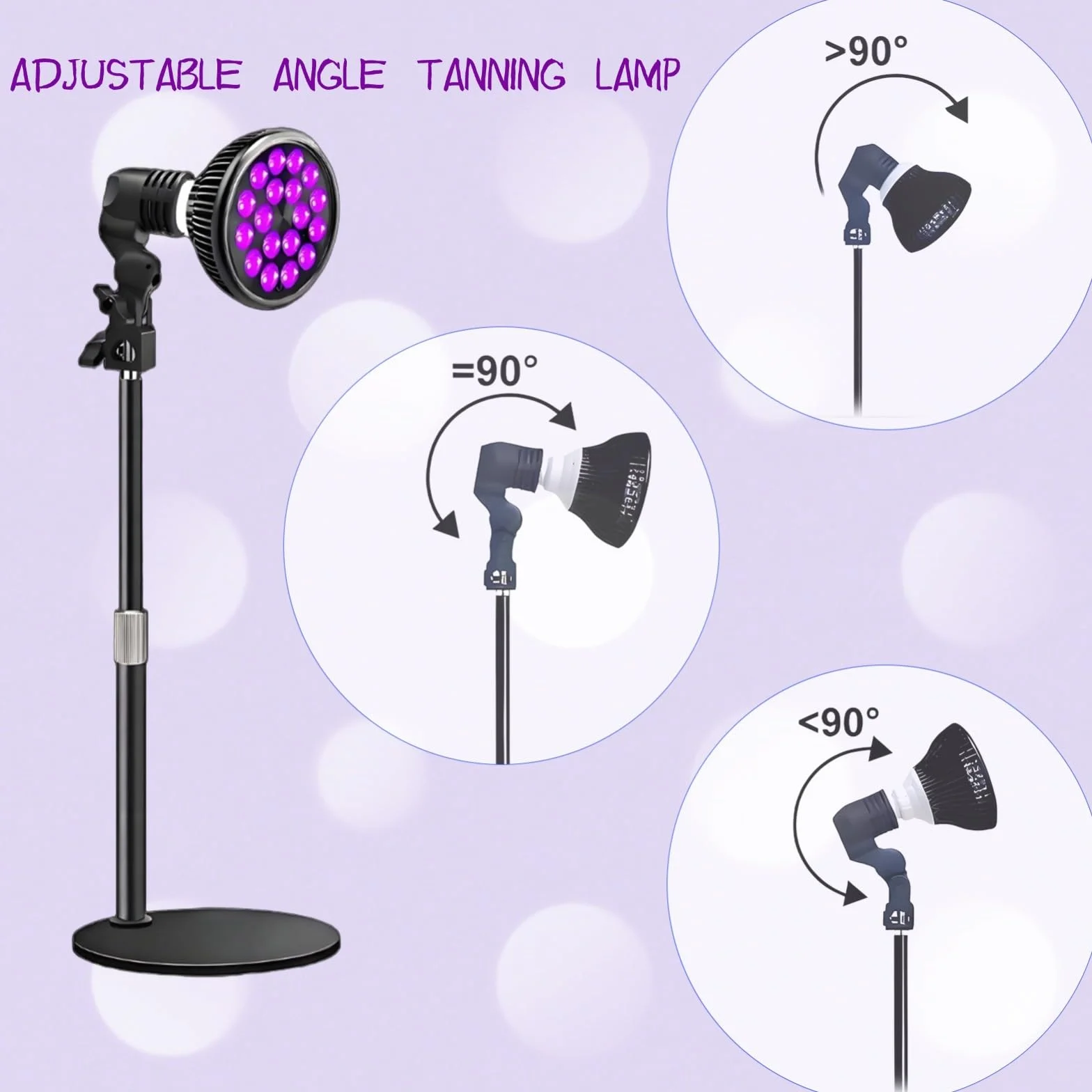 Lámpara de bronceado 54W 18 LED 395nm E27 giratoria ajustable con gafas Solarium