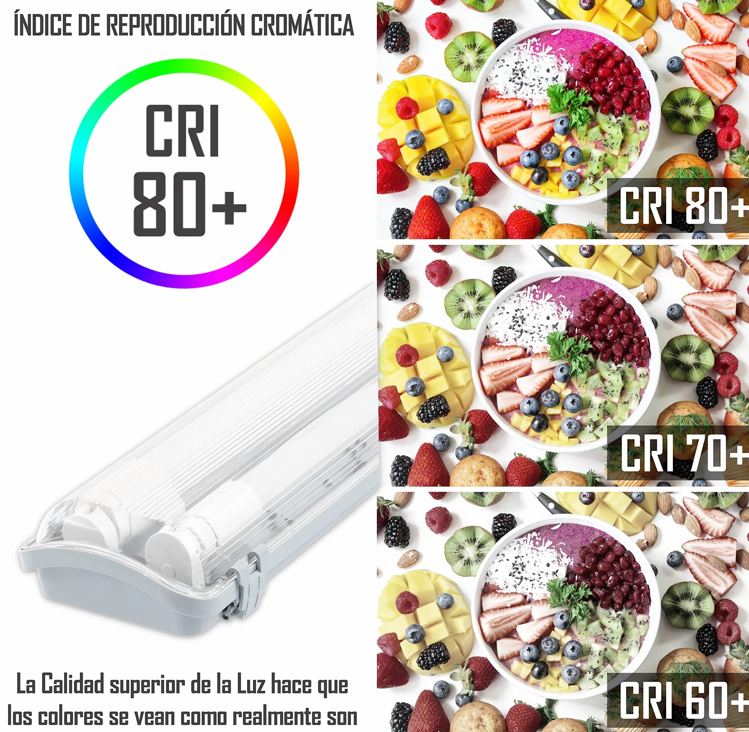 CLAR Pantalla Estanca LED 18W 2 Tubo 120cm Pack 5