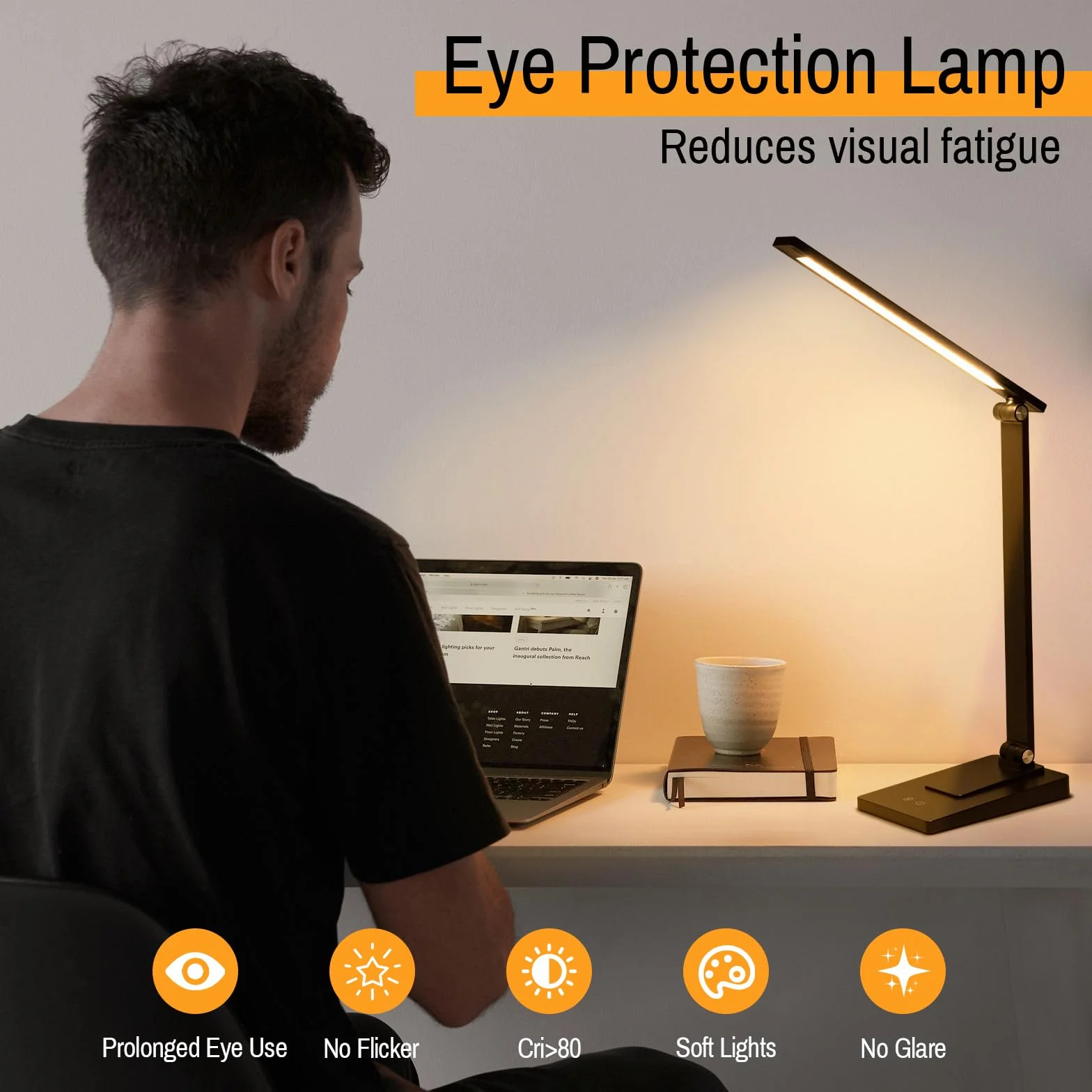 Lámpara Escritorio LED, 800LM 2600mAh Flexo LED Escritorio sin Cable, 5 Modos, 5 Niveles de Brillo Lámpara de Mesa Aluminio & Plegable con Puerto USB para Cama, Estudiar