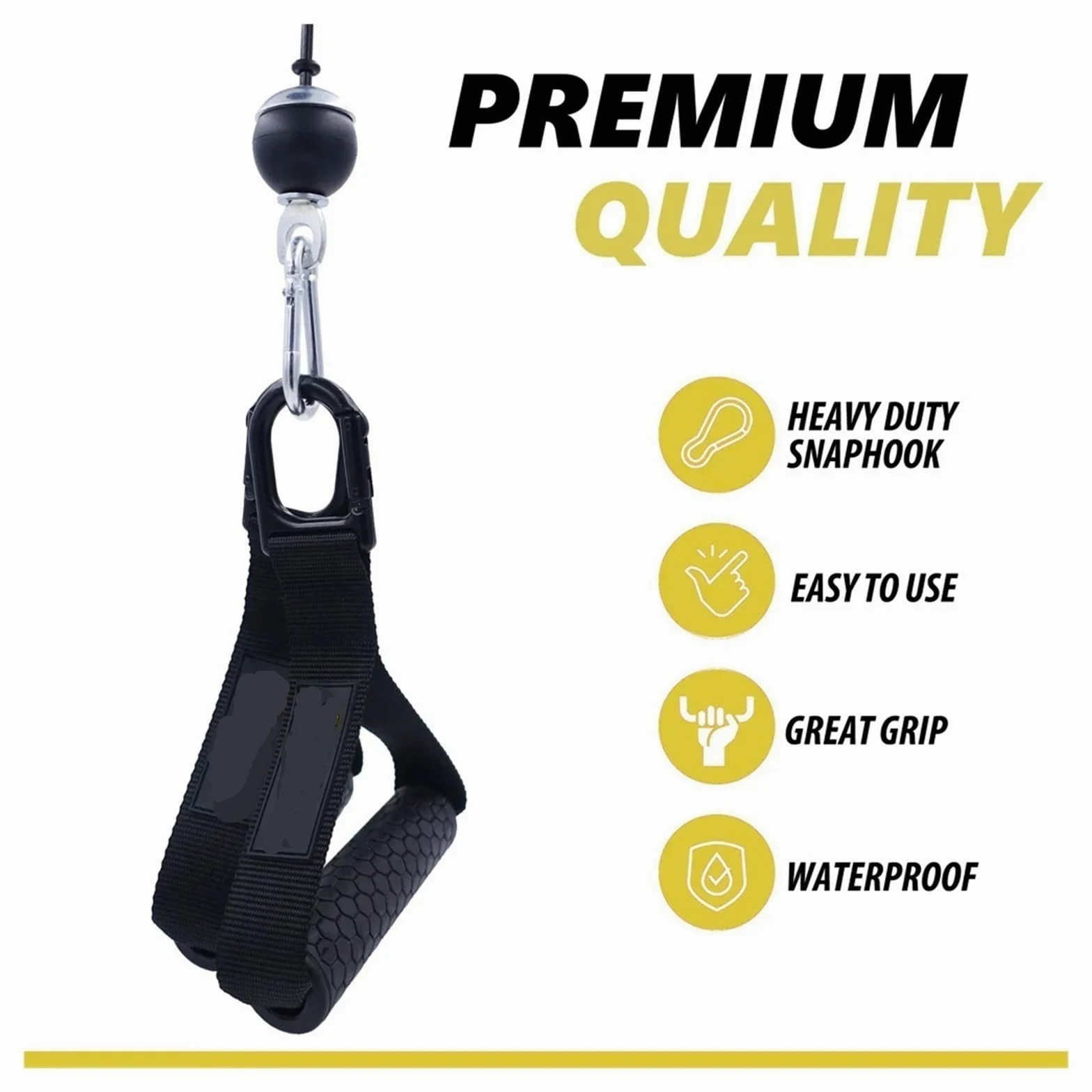 Bandas de resistencia Asas Asas de gimnasio de alta resistencia, núcleos ABS sólidos con mosquetón for accesorio de máquina de cables, accesorios de entrenamiento de Fitness en casa(With Metal Handle)