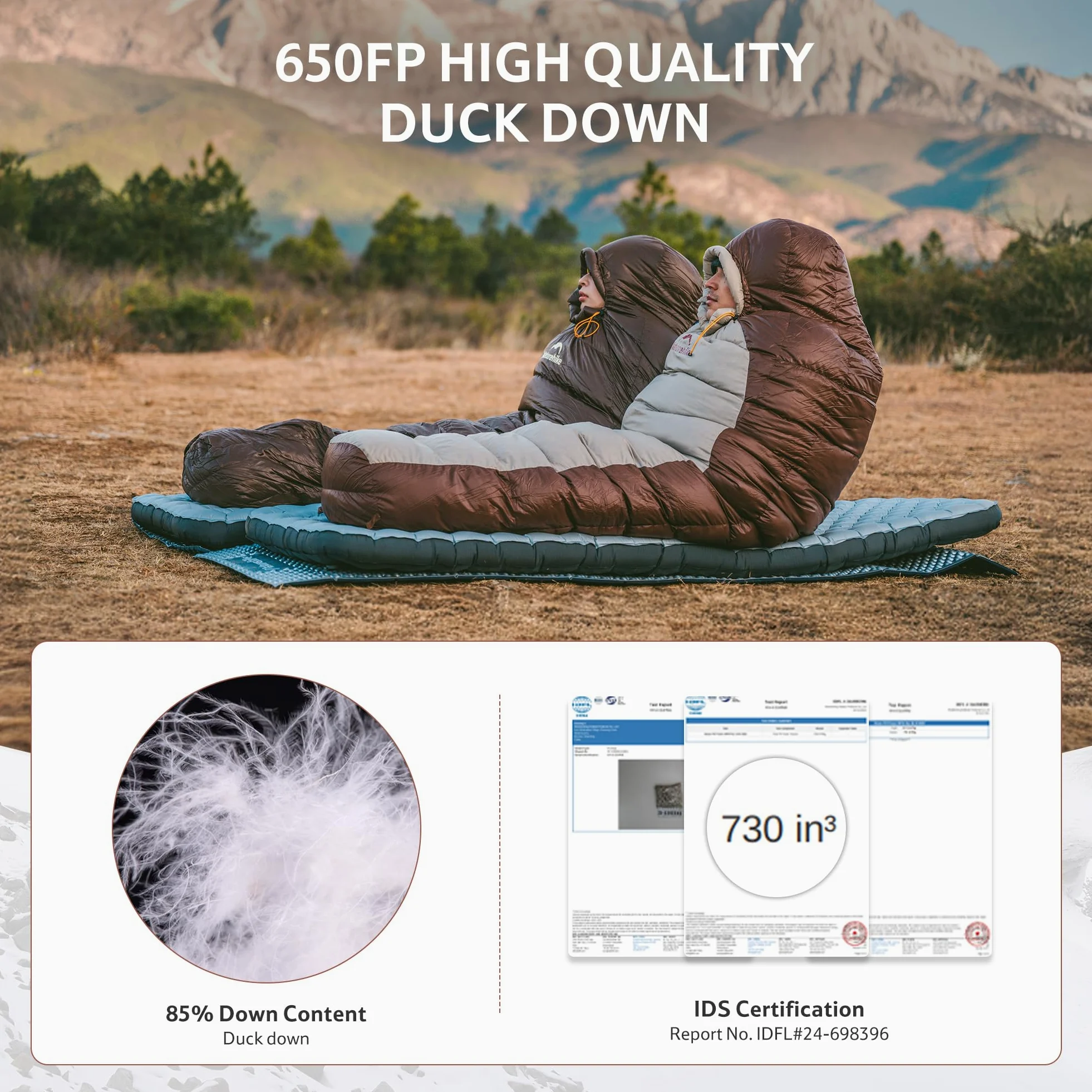 Naturehike Snowbird - Saco de dormir de plumón de momia, saco de dormir grueso de invierno para acampar al aire libre, ultraligero, saco de dormir cálido