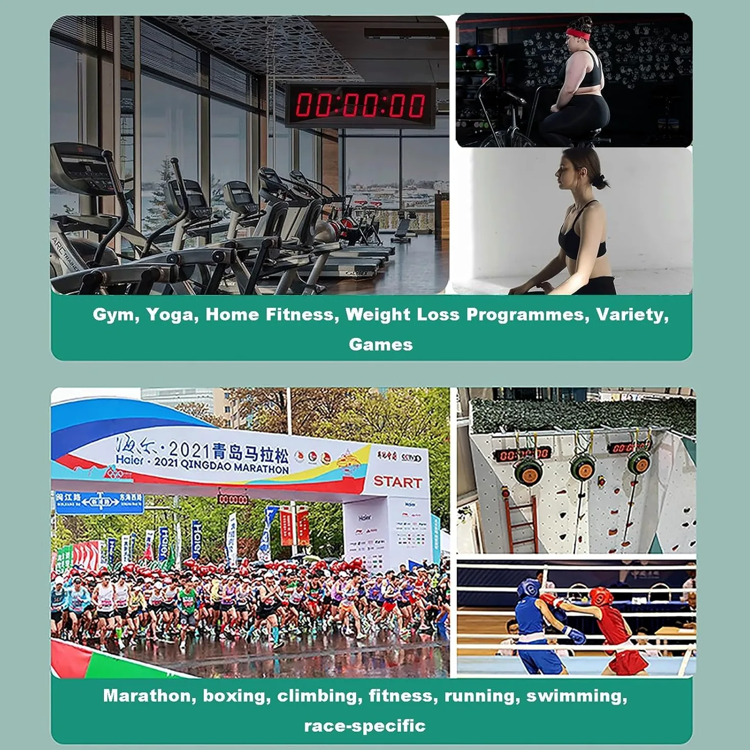 Temporizador de competición de 6 dígitos con botón de cronómetro, Temporizador de intervalos de Entrenamiento físico, Reloj de Pared Digital LED, Ideal para Gimnasio, Juegos, Carreras de Vel