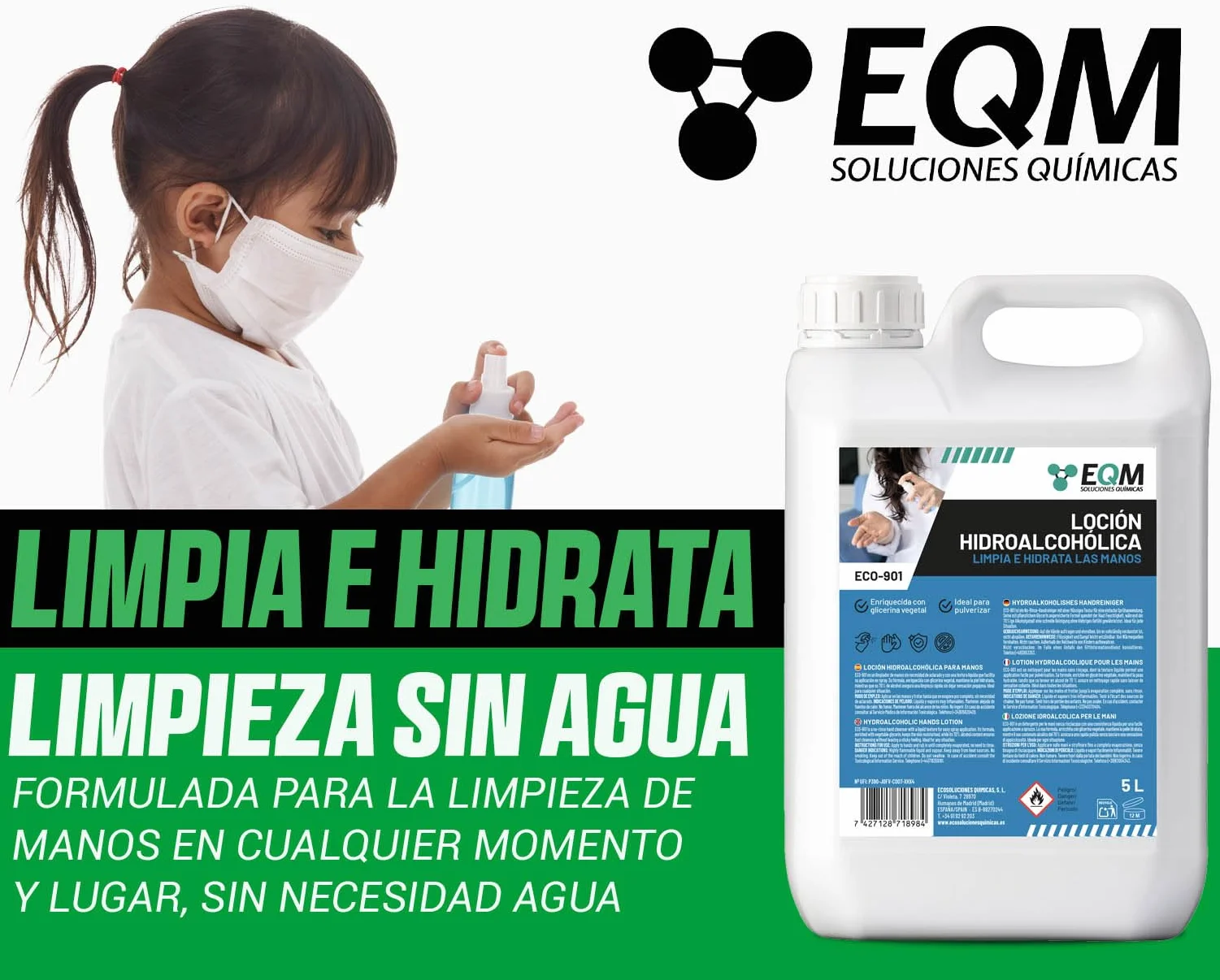 EQM ECO-901 Loción Hidroalcohólica para Manos 5L