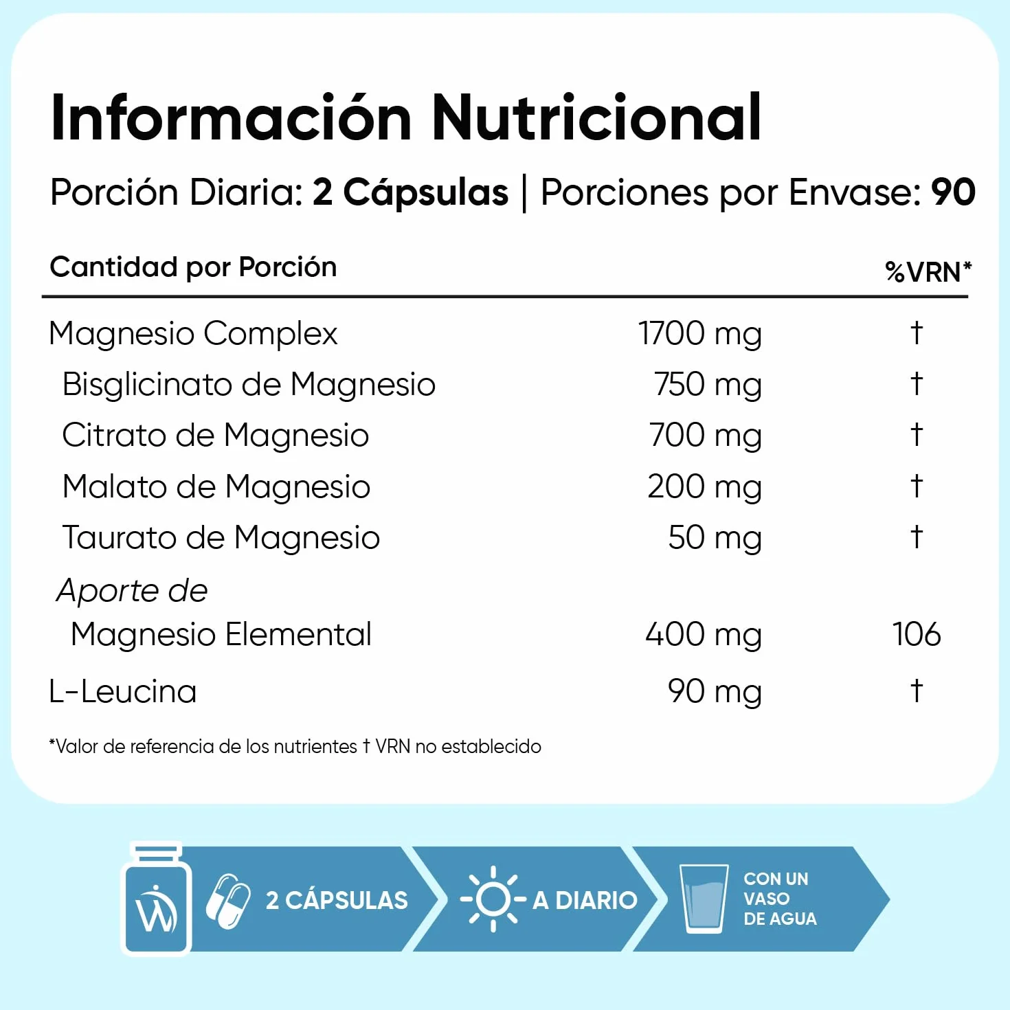 Magnesio Complex 490mg 180 Cápsulas - Citrato, Bisglicinato, Malato, Taurato de Magnesio, L-Leucina, Vegano, Sin Gluten