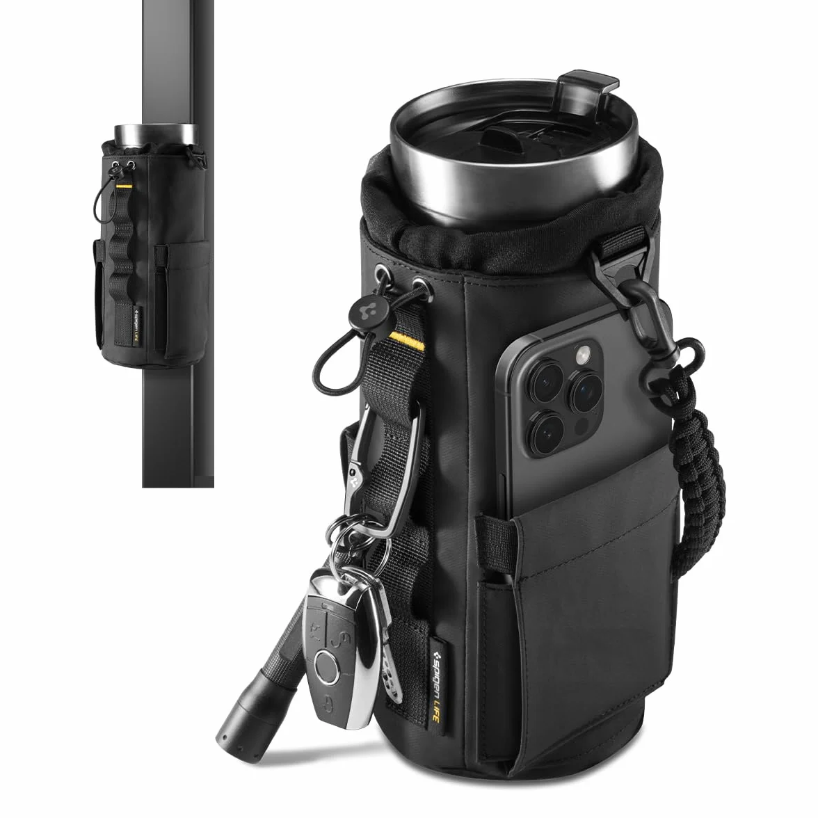 Spigen Life LF500 Bolsa Magnética de Gimnasio, Porta Botella de Agua, Negro