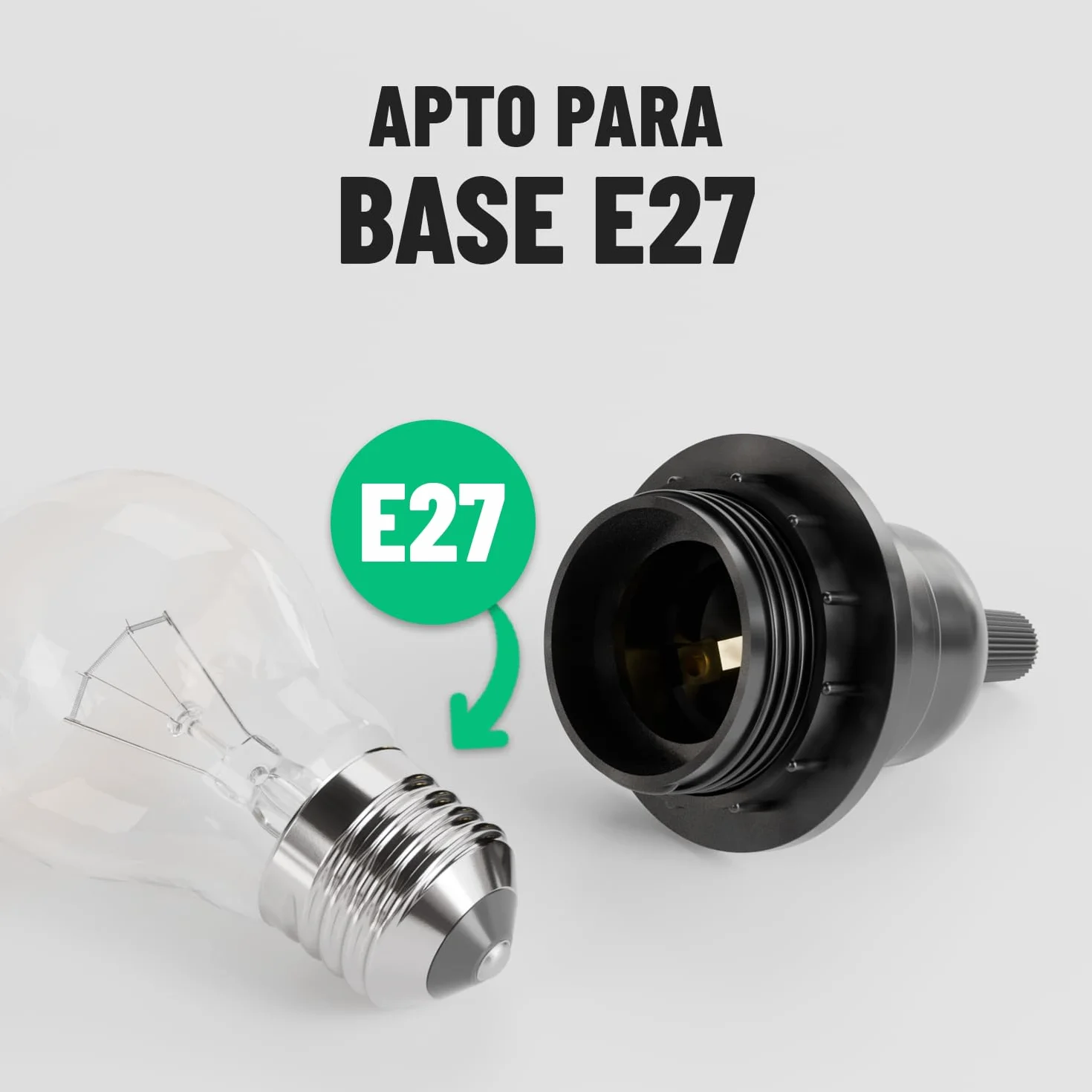 Portalámparas E27 Negro 250V 60W Plástico - Casquillo E27 para Lámparas