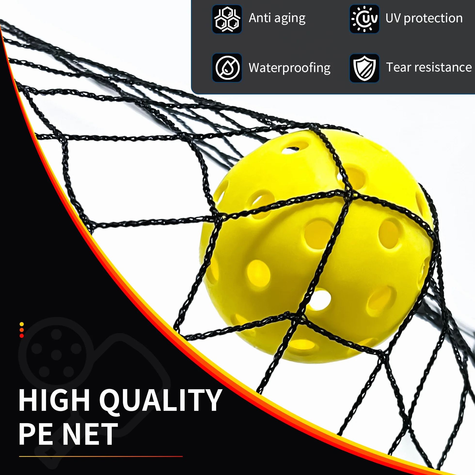 Red de pickleball portátil de 6,9 m, color negro, material de polietileno, para pickleball, exterior e interior