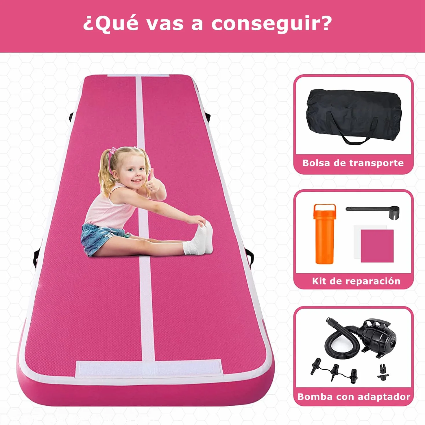 Colchoneta Hinchable Gimnasia Rítmica 2-6m 10/20cm Gruesa con Bomba Fitness Yoga
