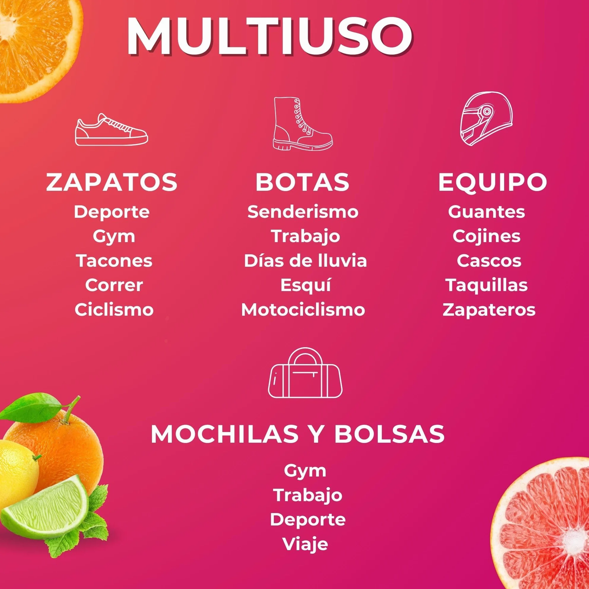 Spray Ambientador Desodorante Suave para Zapatos Aroma Cítrico Secado Rápido