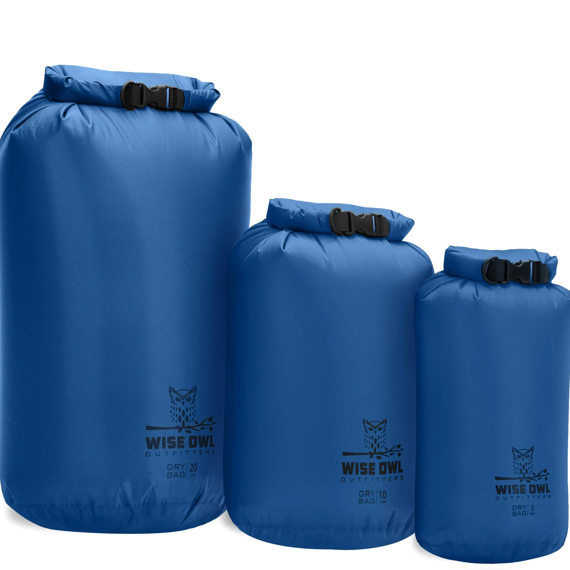 Wise Owl Outfitters Bolsa de transporte, bolsa seca impermeable, totalmente sumergible, 1 o 3 unidades, bolsas impermeables ultraligeras y herméticas, tamaños de 5 L, 10 L y 20 L, bolsas secas de