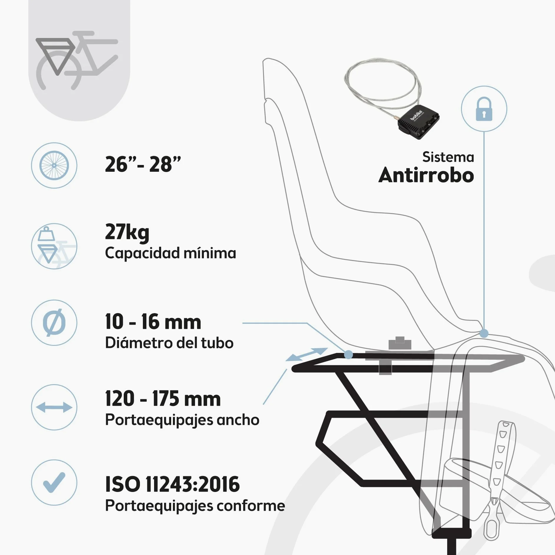 BOBIKE 8012100021 - Silla Bicicleta Trasera One Maxi EB-D para Portaequipajes – Segura y fácil de Montar, Adecuada para niños de 9 Meses a 6 años, hasta 22 kg, Verde Oliva