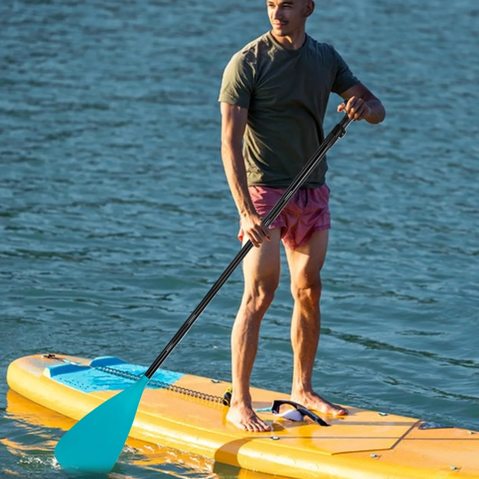 Pala de kayak – Remo de carbono de sección | Tabla de remo extraíble | Ajustable | Suministros reutilizables para deportes acuáticos, accesorios de canoa para actividades al aire libre, aventura en el
