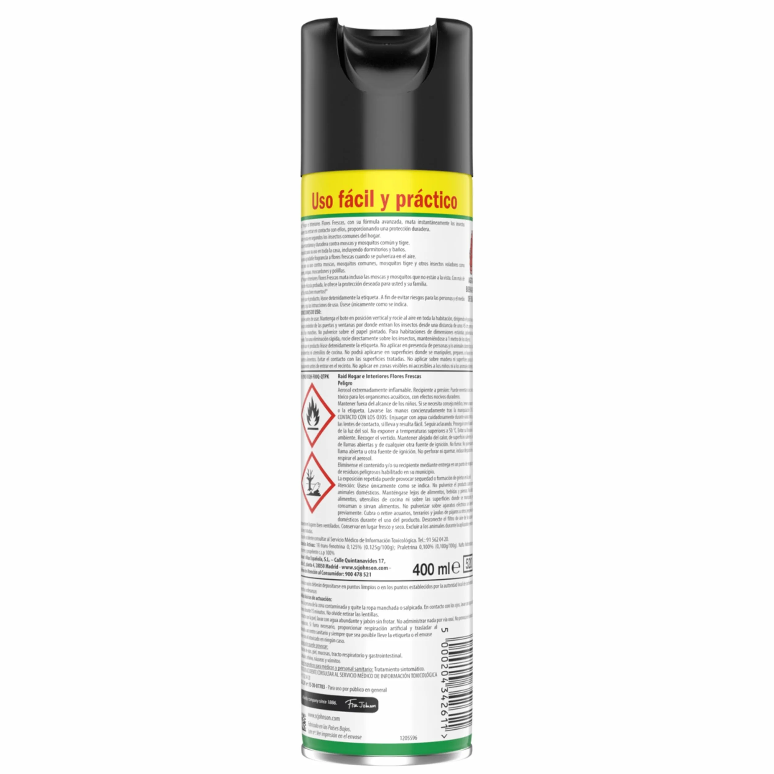 Raid Spray Insecticida Aerosol Hogar Interiores 400ml