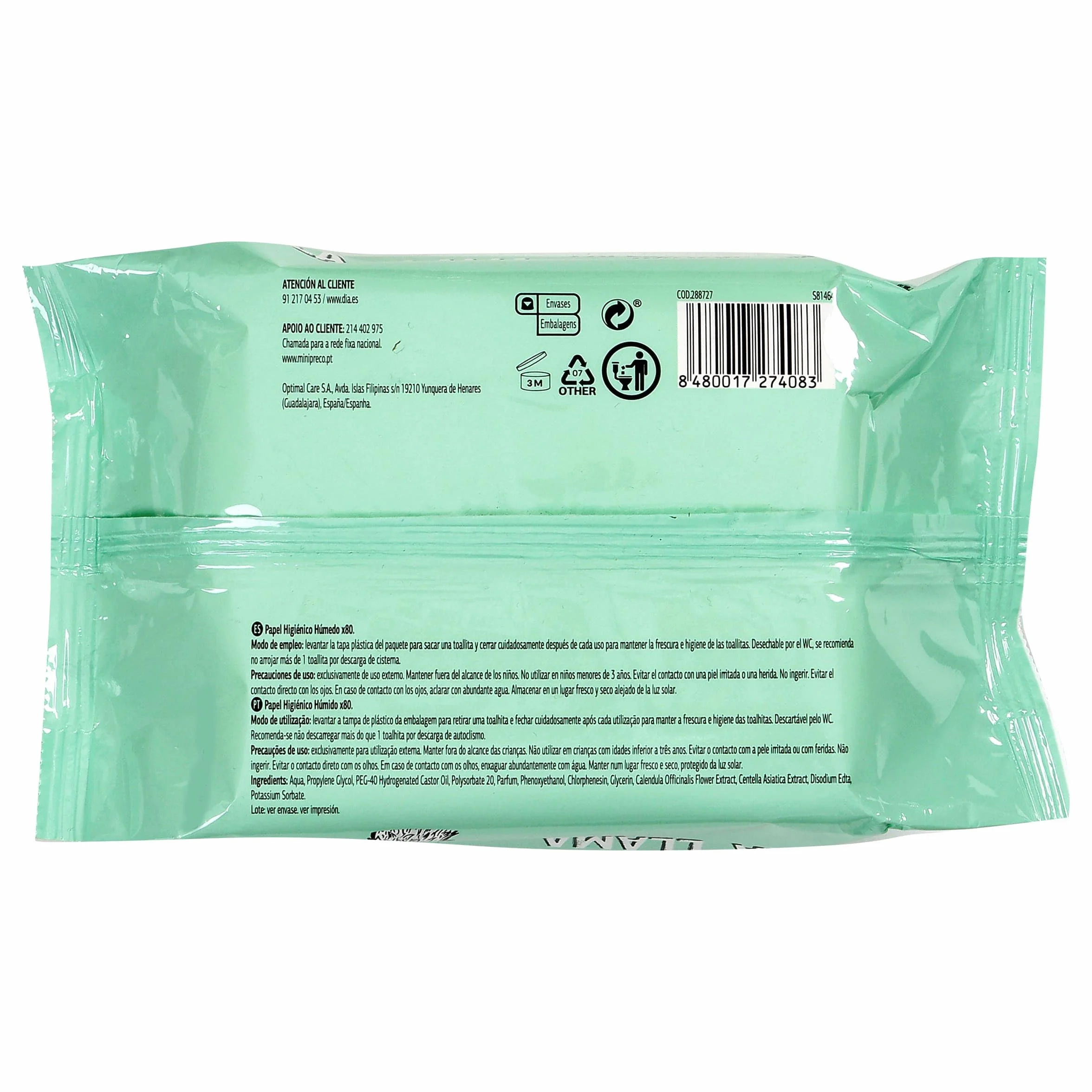 Papel higiénico húmedo Fresh bolsa 80 unidades DIA LA LLAMA