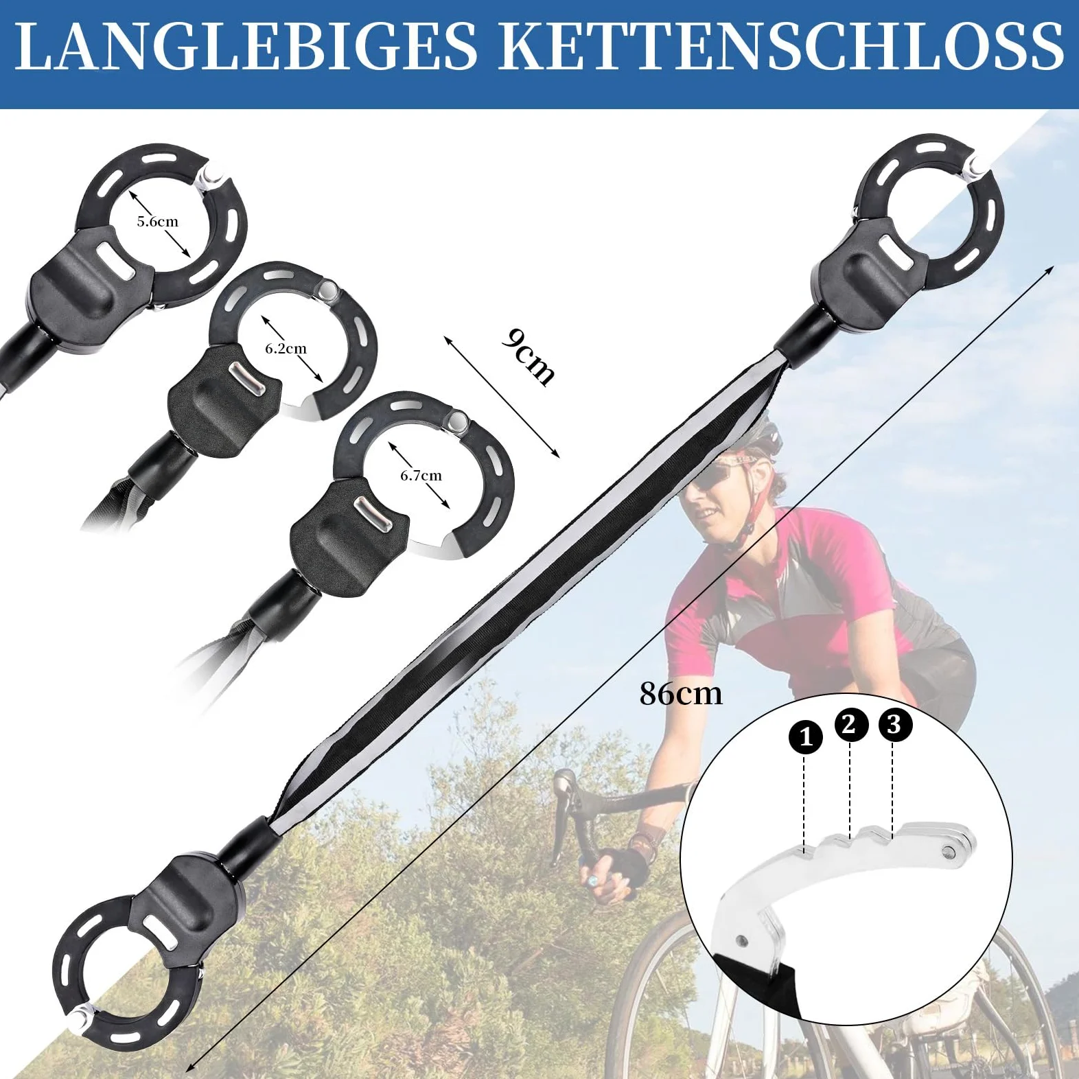 Candado para tritinte eléctrico, candado para patinete con llave y bolsa impermeable, cadenas antirrobo para bicicleta, scooter, bicicleta eléctrica, patinete autoequilibrado